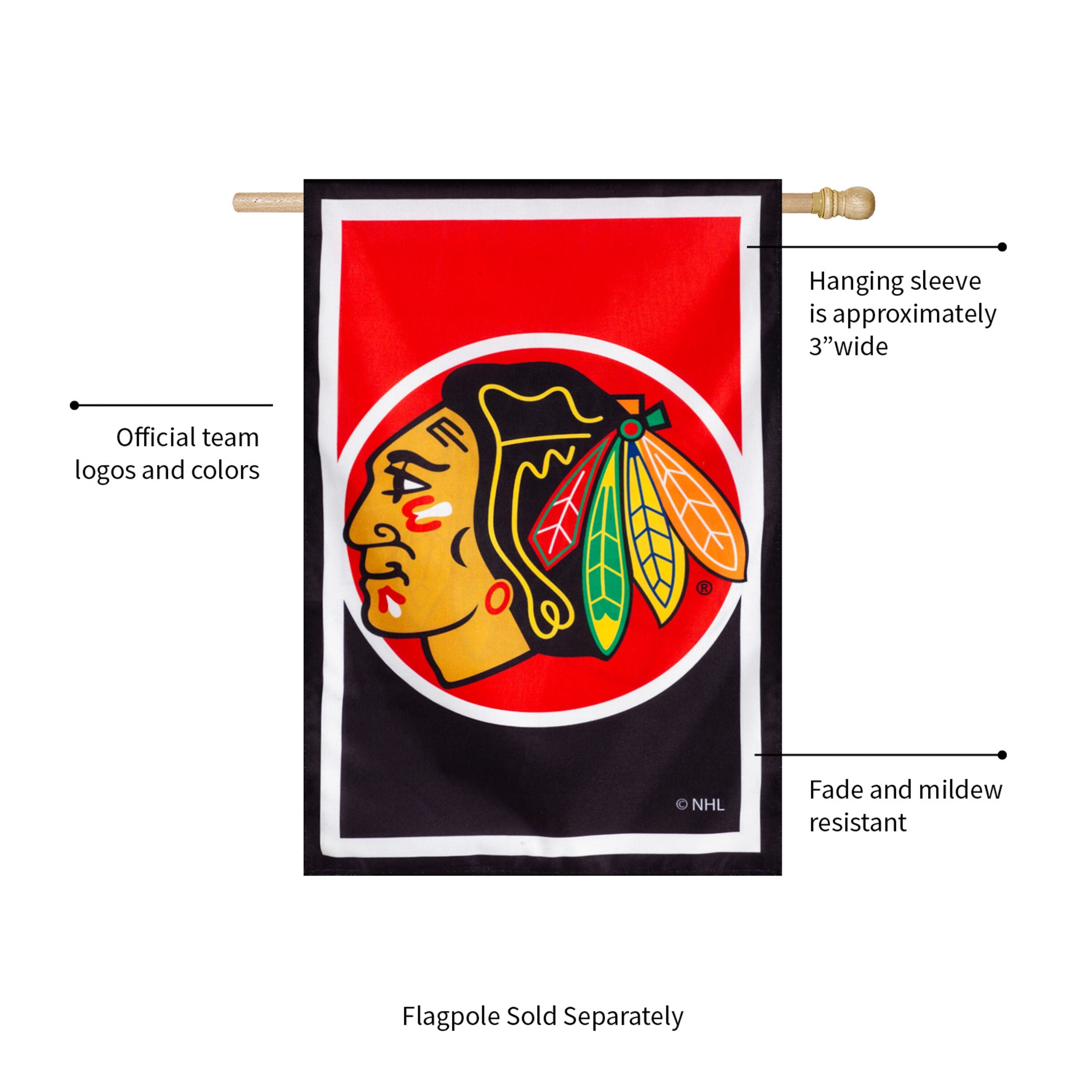 NHL Hockey Burlap House Flag, Chicago Blackhawks - Sports Gifts, Sports Memorabilia, Sports Collectibles, Fan Shop