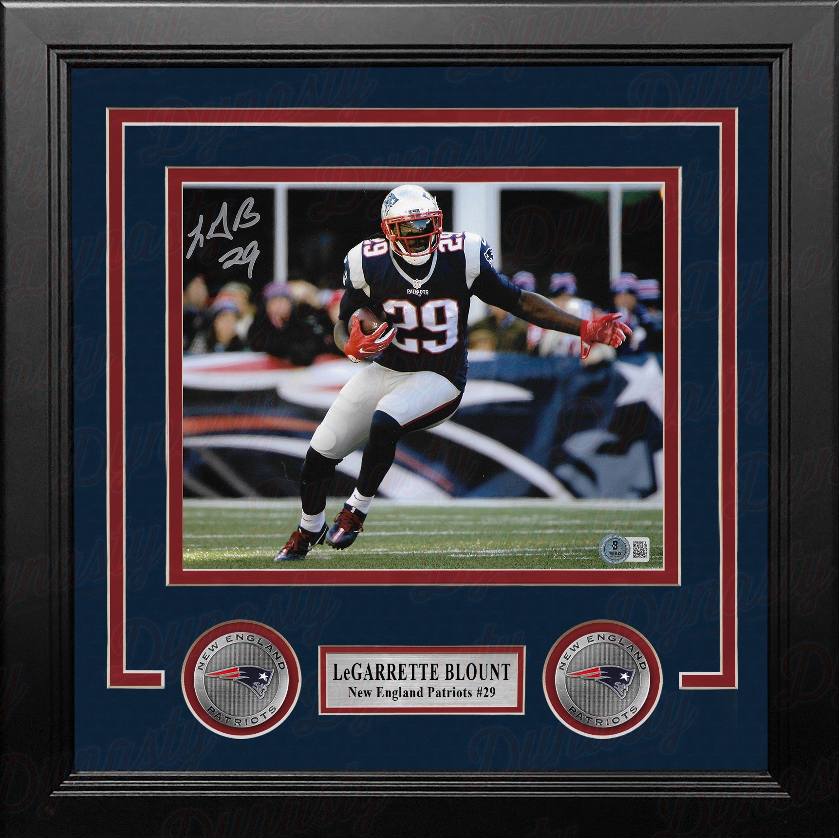LeGarrette Blount in Action Autographed New England Patriots 8" x 10" Framed Football Photo - Sports Collectibles, Sports Memorabilia, Sports Fan Shop, Sports Gifts