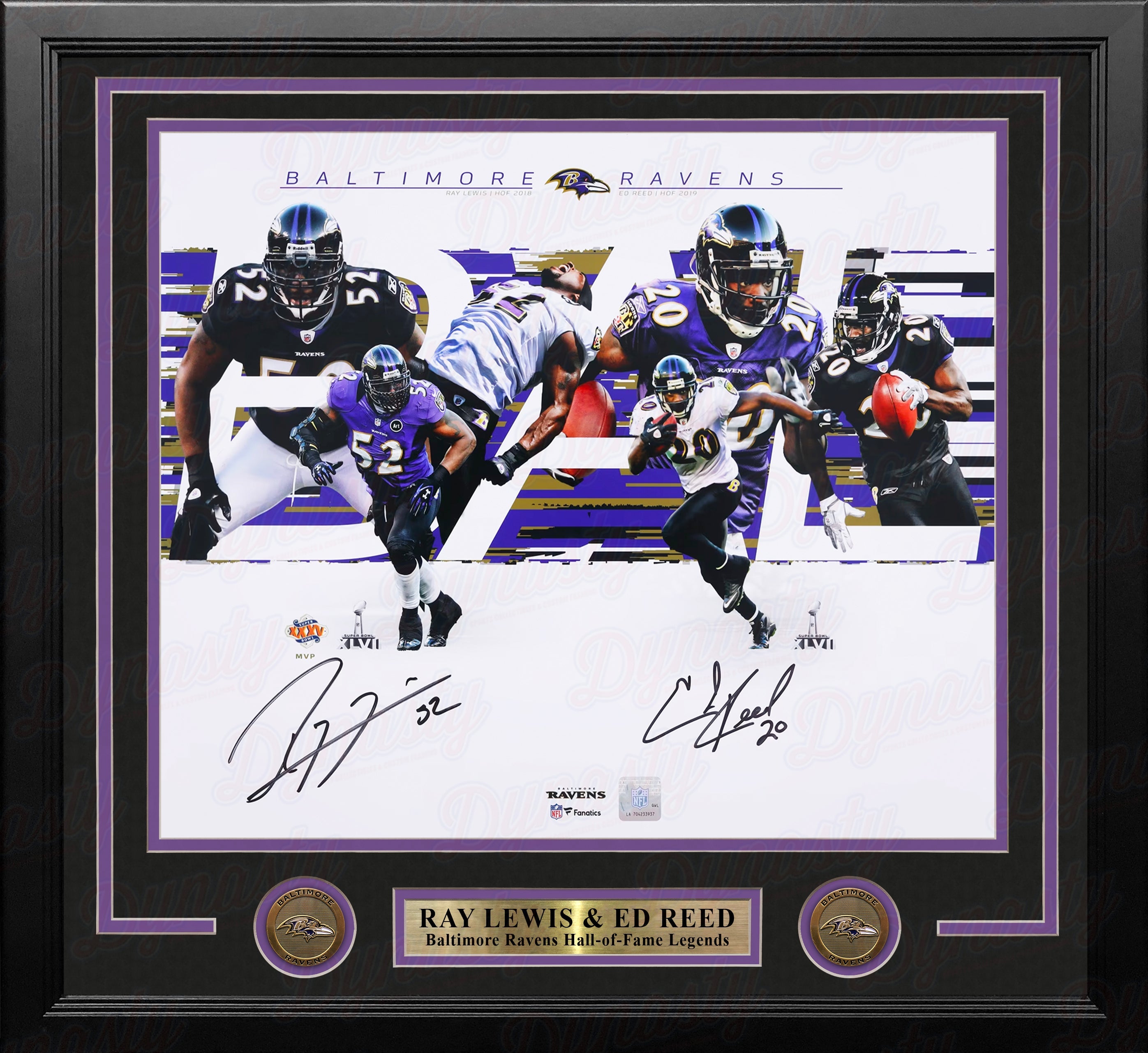 Ray Lewis & Ed Reed Baltimore Ravens Autographed 16" x 20" Framed Collage Photo - Sports Collectibles, Sports Memorabilia, Sports Fan Shop, Sports Gifts