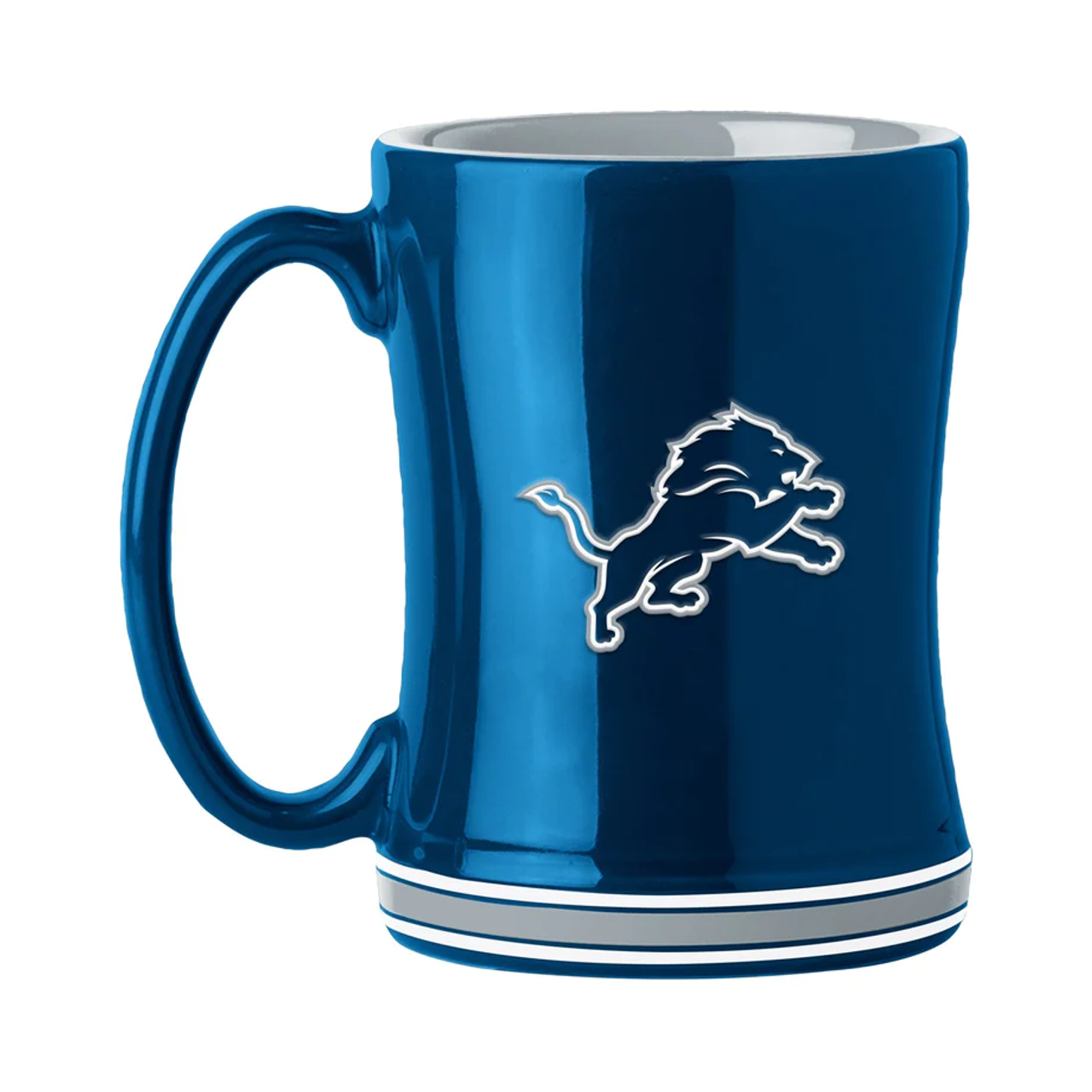 Detroit Lions Coffee Mug 14oz Sculpted Relief Team Color - Sports Collectibles, Sports Memorabilia, Sports Fan Shop, Sports Gifts