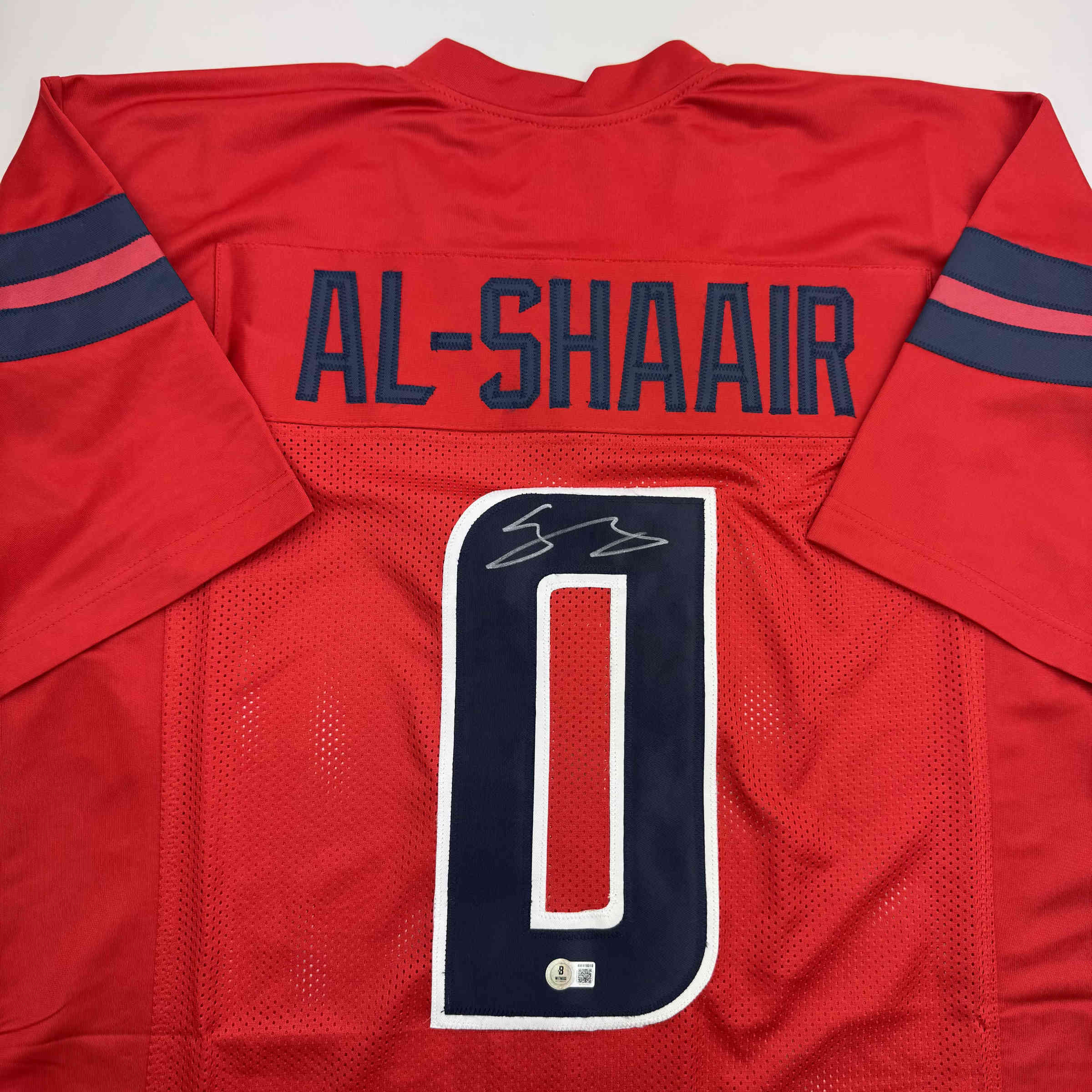 Autographed/Signed Azeez Al Shaair Houston Red Football Jersey Beckett BAS COA