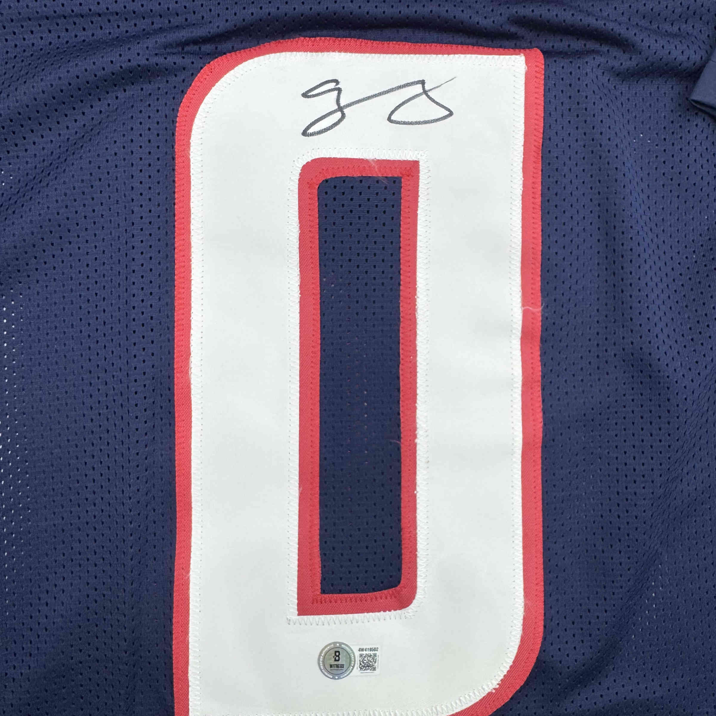 Autographed/Signed Azeez Al Shaair Houston Blue Football Jersey Beckett BAS COA