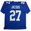 Autographed/Signed Brandon Jacobs New York Blue Football Jersey Beckett BAS COA