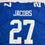 Autographed/Signed Brandon Jacobs New York Blue Football Jersey Beckett BAS COA