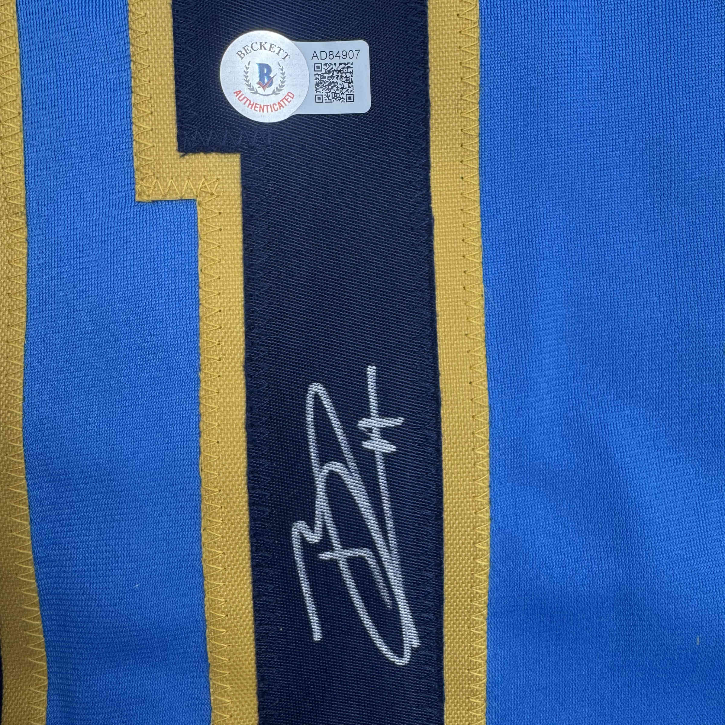 Autographed/Signed Jackson Chourio Milwaukee Light Blue Baseball Jersey Beckett BAS COA