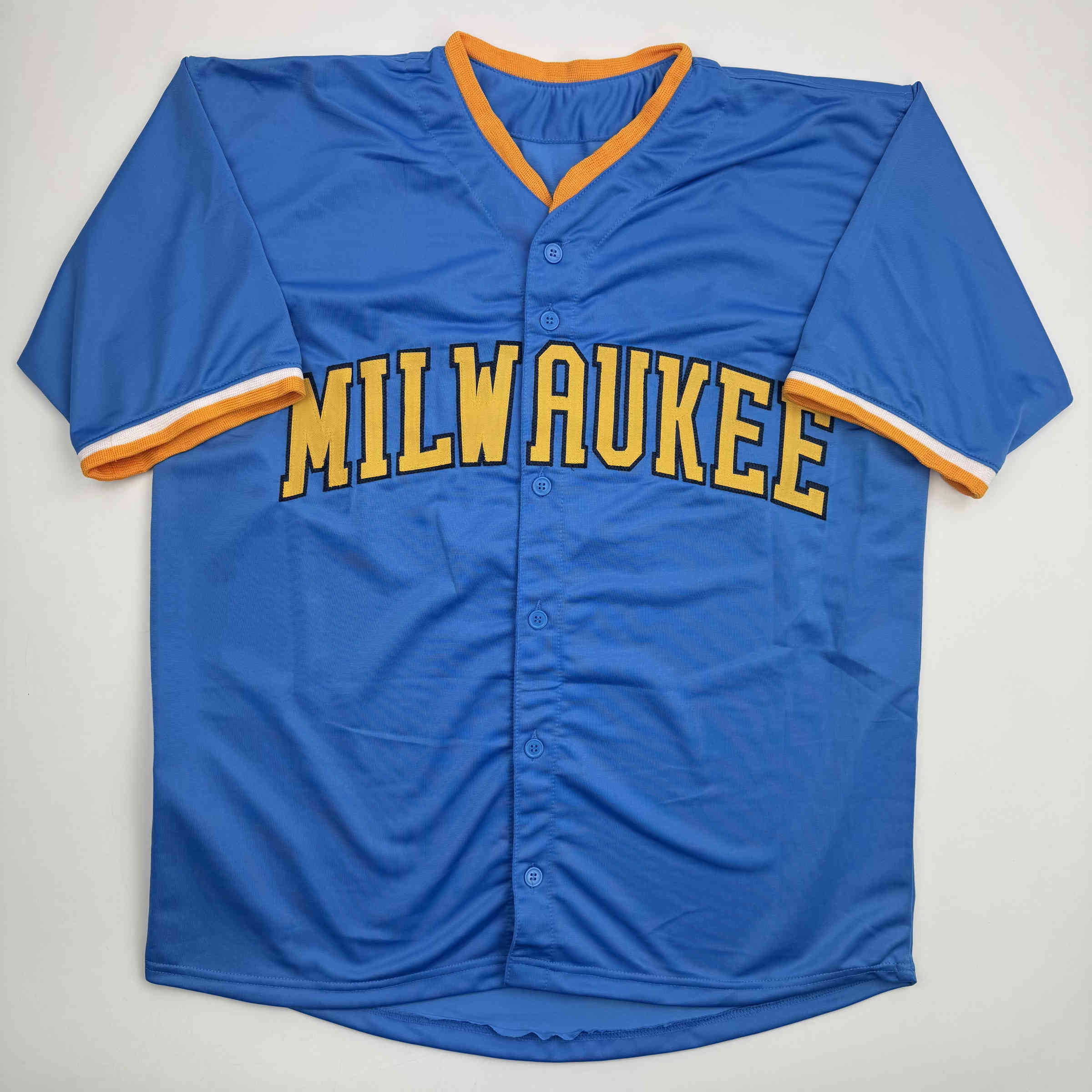 Autographed/Signed Jackson Chourio Milwaukee Light Blue Baseball Jersey Beckett BAS COA