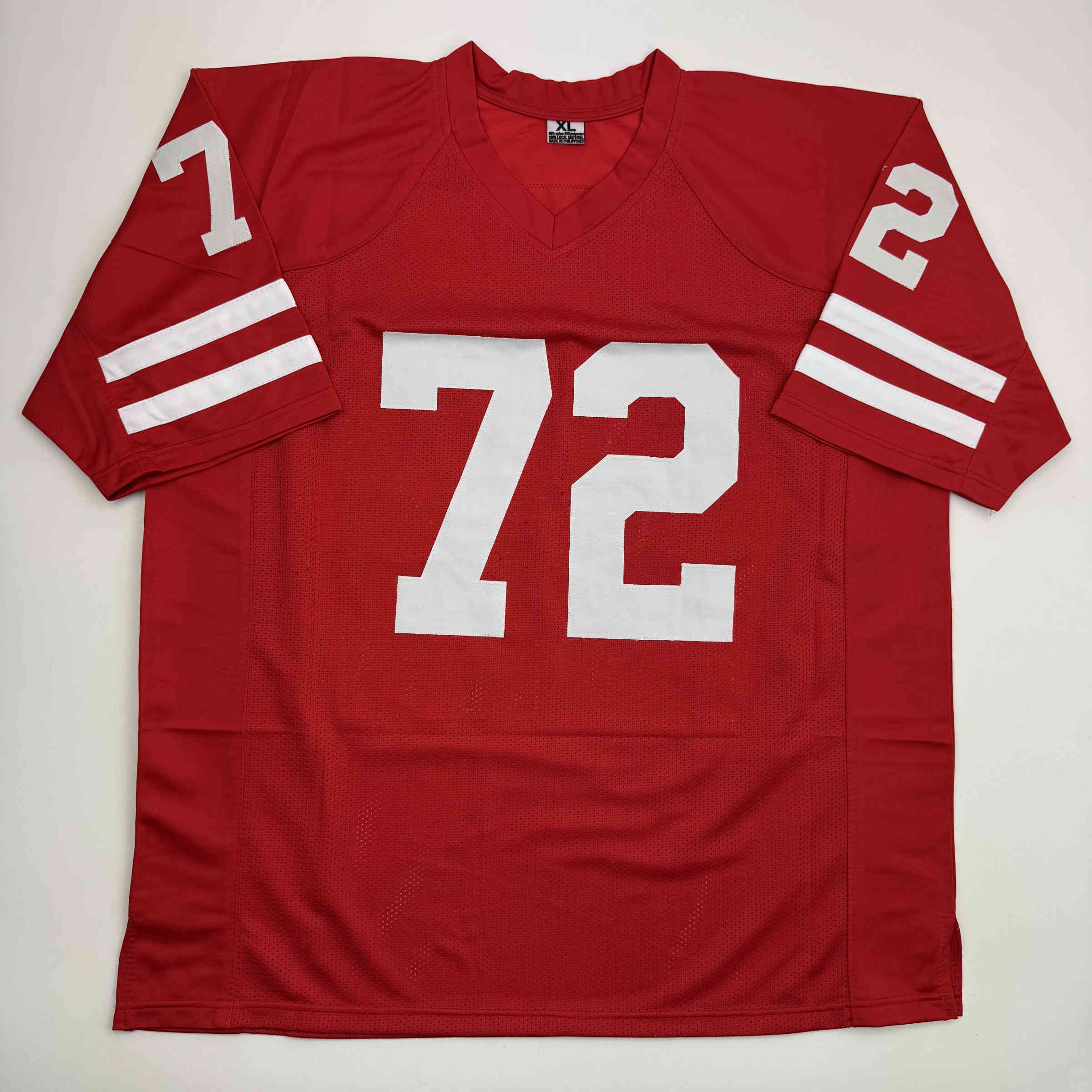 Autographed/Signed Joe Thomas Wisconsin Red College Football Jersey Beckett BAS COA