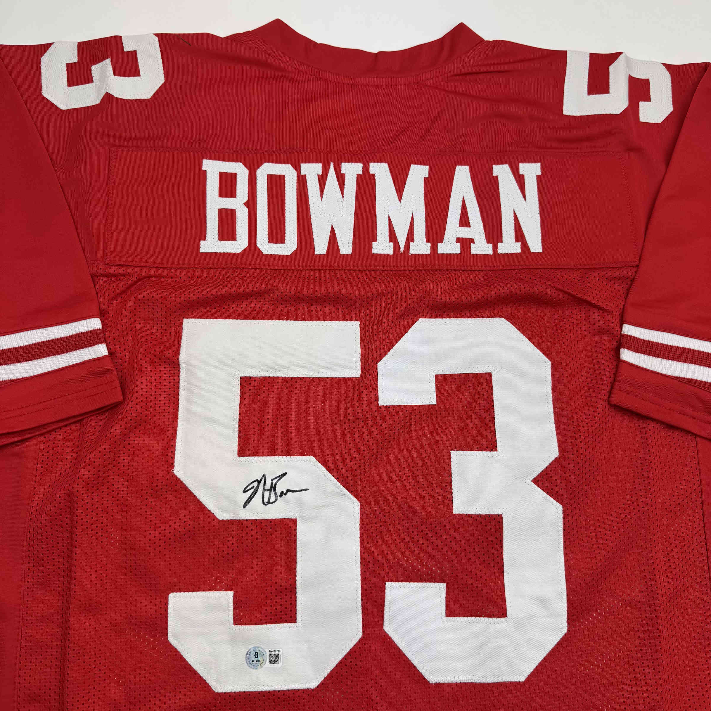 Autographed/Signed NaVorro Bowman San Francisco Red Football Jersey Beckett BAS COA