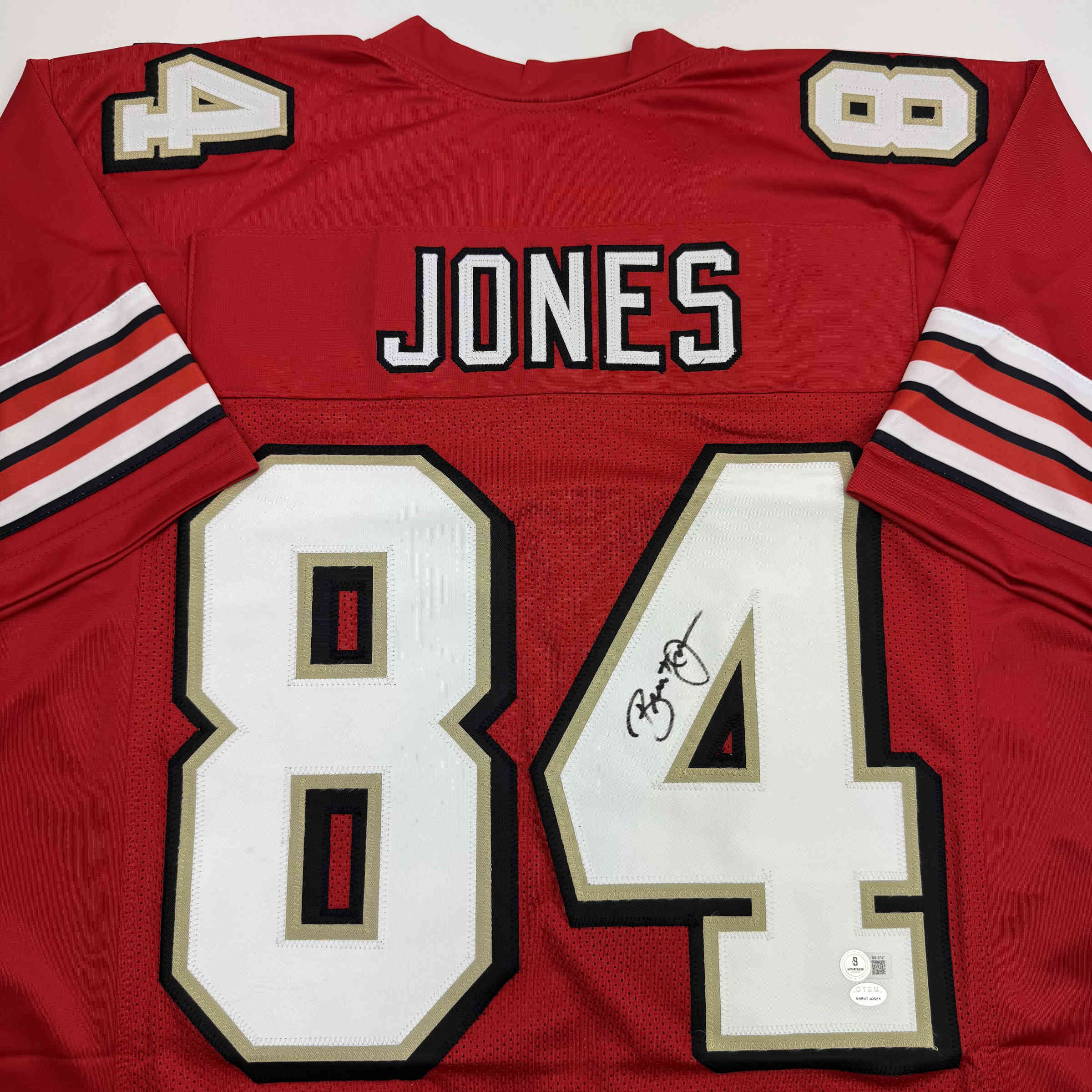 Autographed/Signed Brent Jones San Francisco Red Alternate Football Jersey Beckett BAS COA