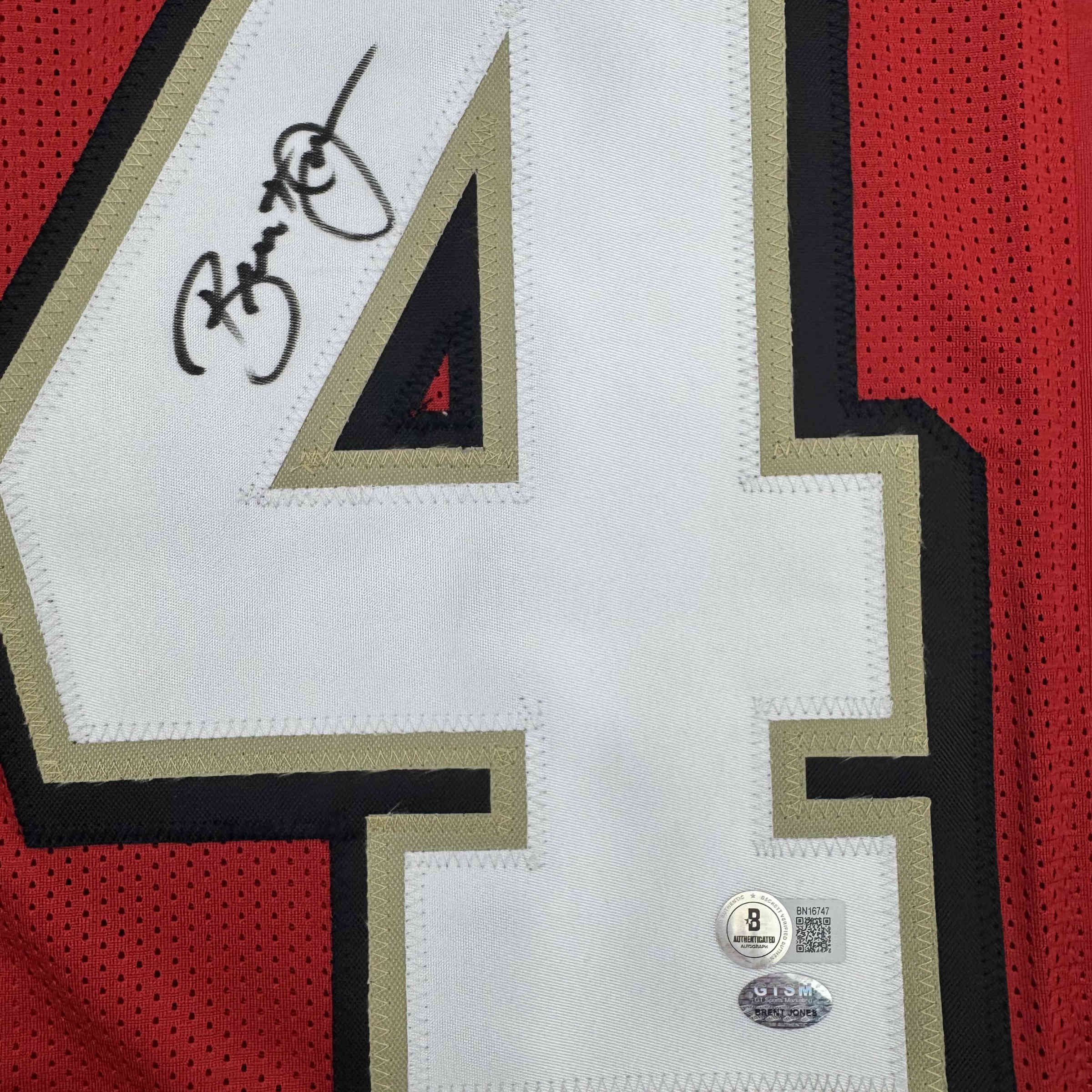 Autographed/Signed Brent Jones San Francisco Red Alternate Football Jersey Beckett BAS COA