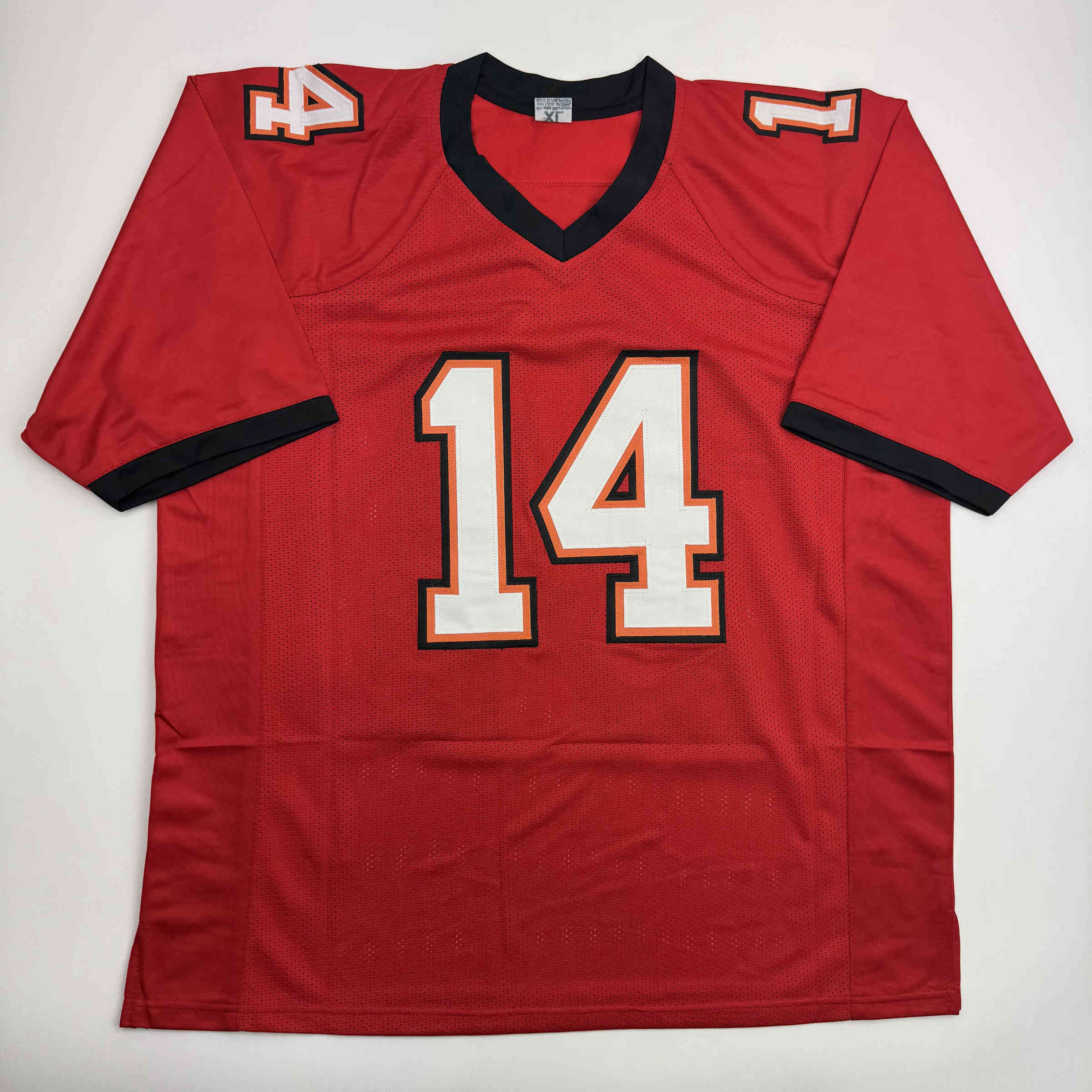 Autographed/Signed Brad Johnson Tampa Bay Red Football Jersey Beckett BAS COA