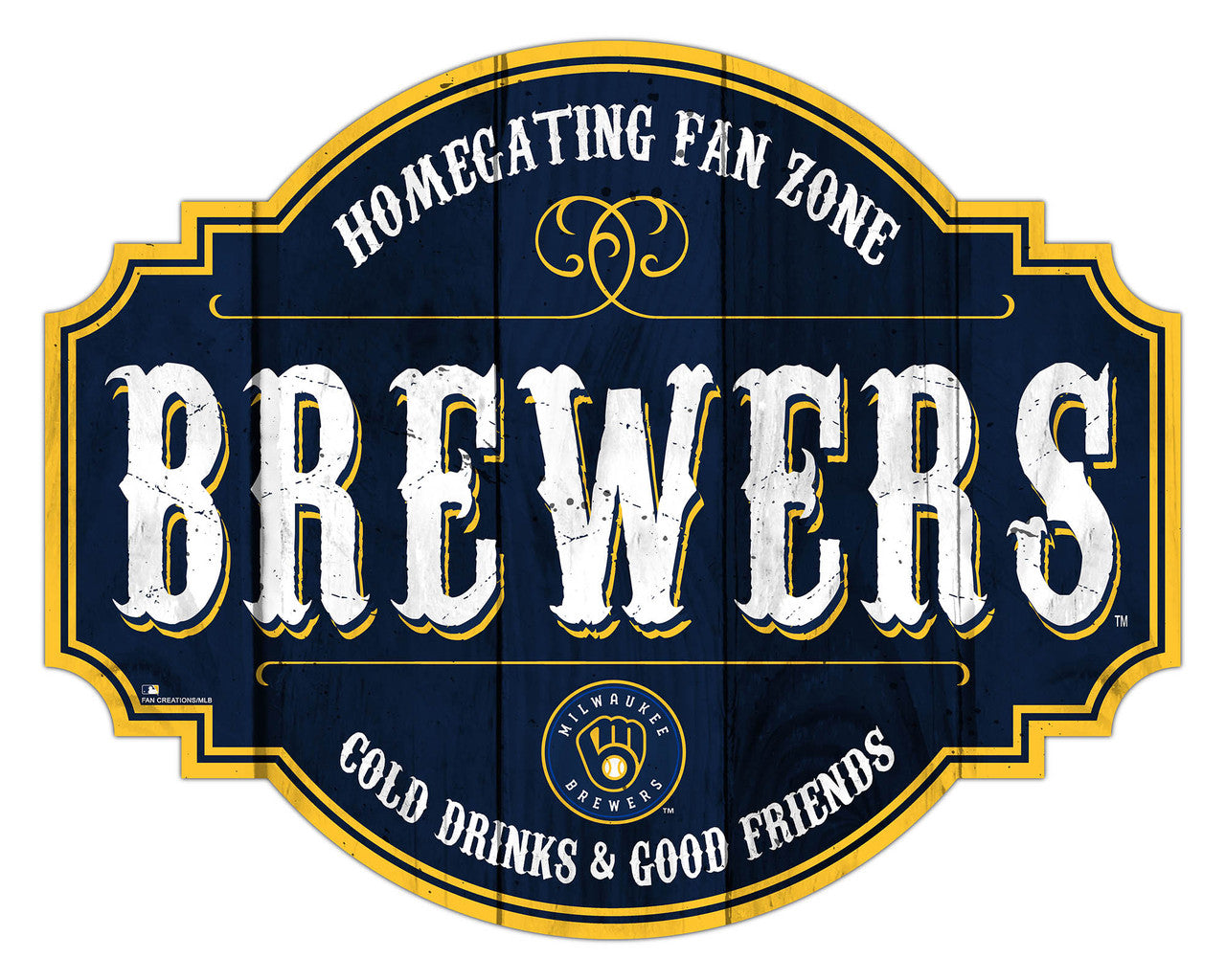 Milwaukee Brewers Sign Wood 12 Inch Homegating Tavern - Sports Collectibles, Sports Memorabilia, Sports Fan Shop, Sports Gifts