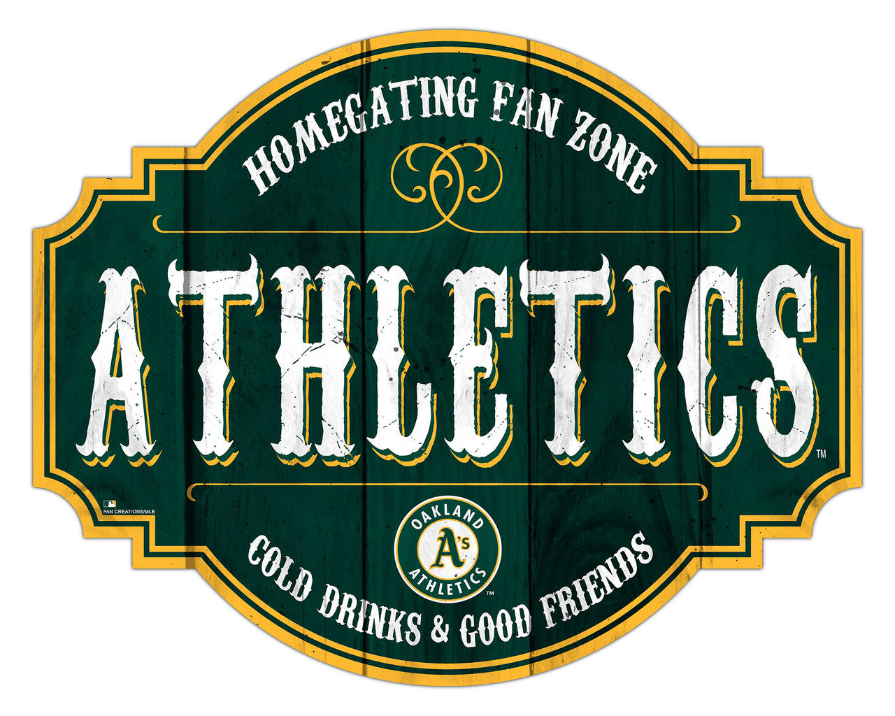 Oakland Athletics Sign Wood 12 Inch Homegating Tavern - Sports Collectibles, Sports Memorabilia, Sports Fan Shop, Sports Gifts