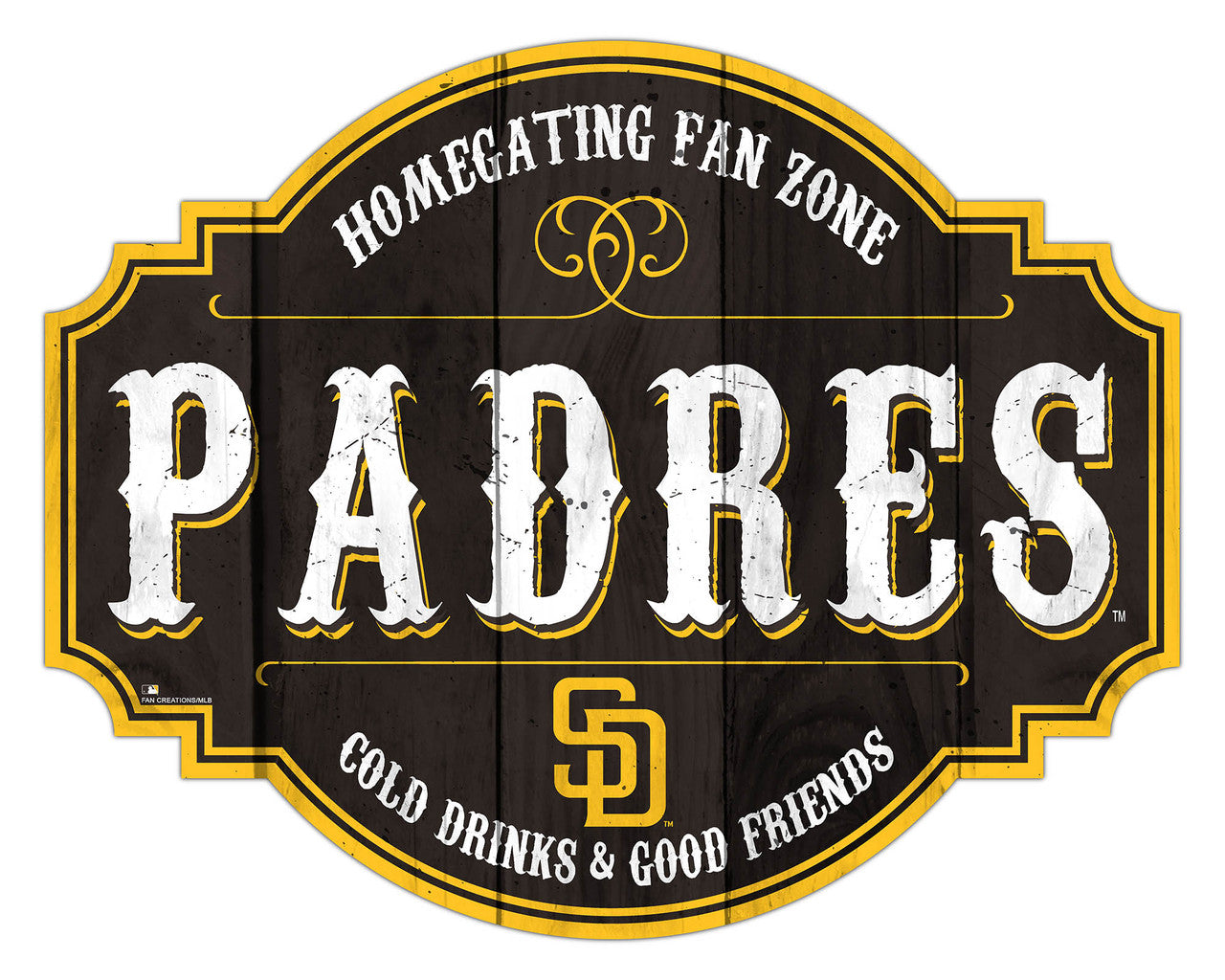 San Diego Padres Sign Wood 12 Inch Homegating Tavern - Sports Collectibles, Sports Memorabilia, Sports Fan Shop, Sports Gifts