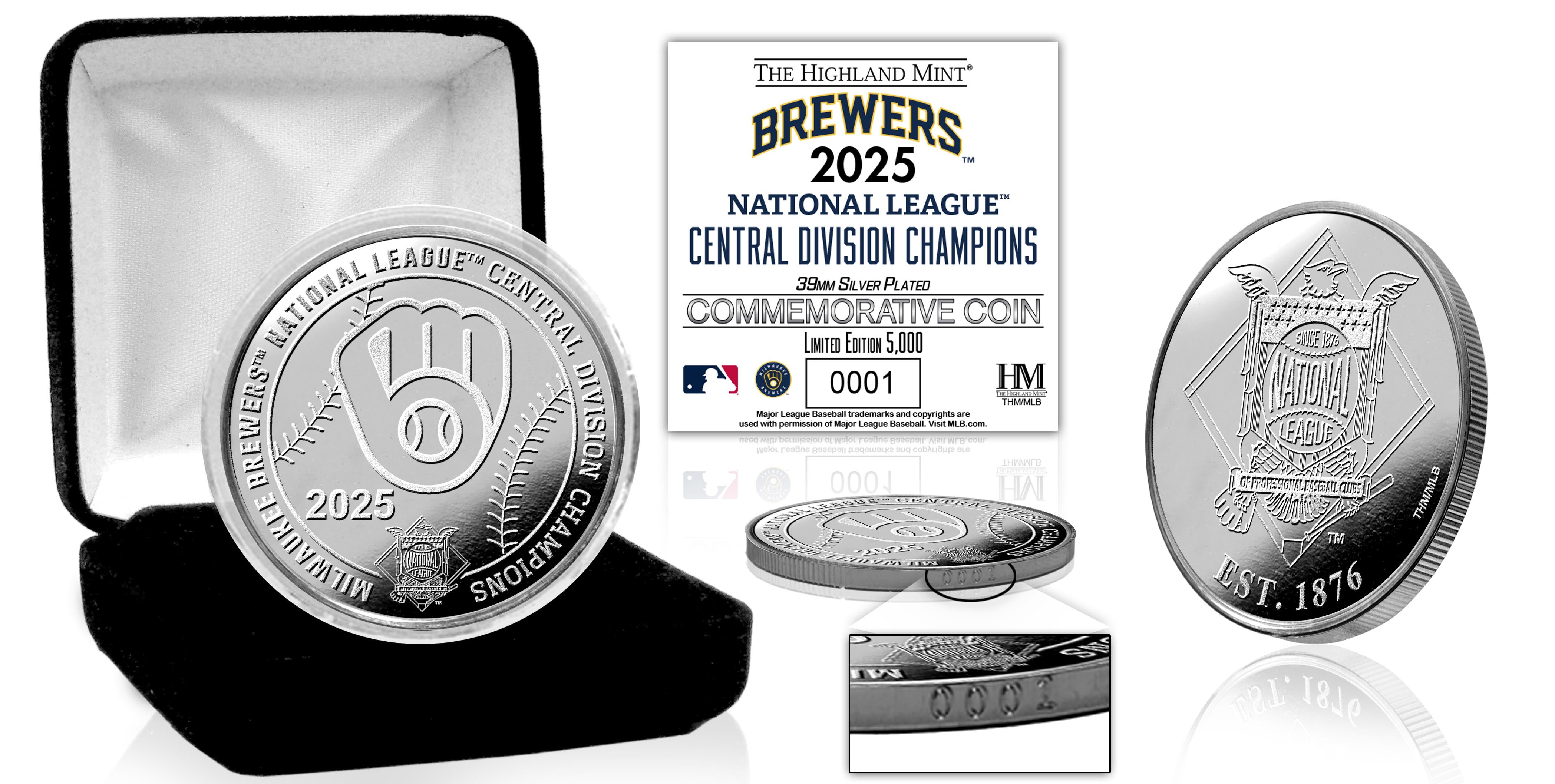 Milwaukee Brewers 2025 N.L. Central Division Champions Silver Coin