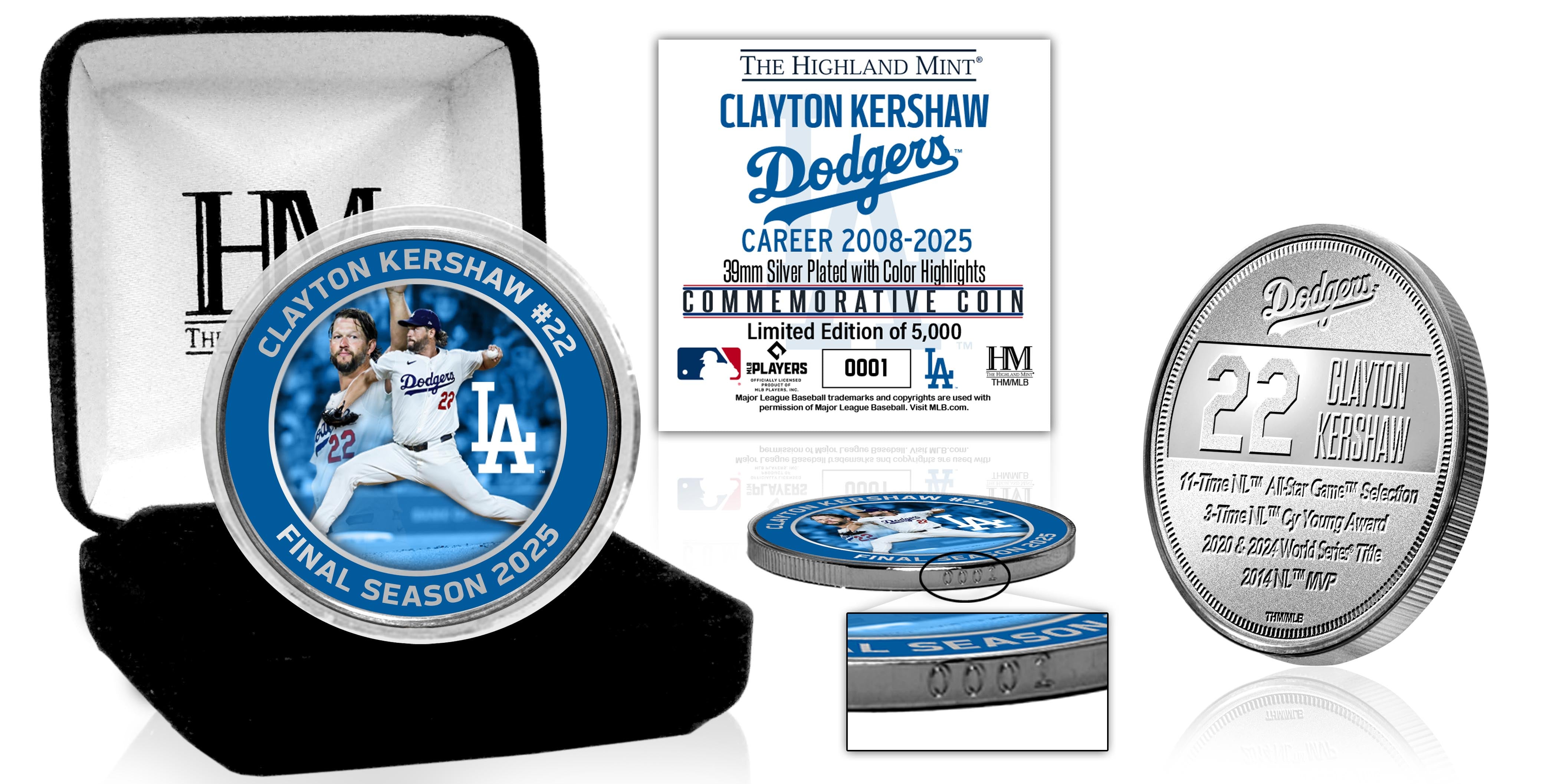 Clayton Kershaw Los Angeles Dodgers Retirement Silver Color Coin