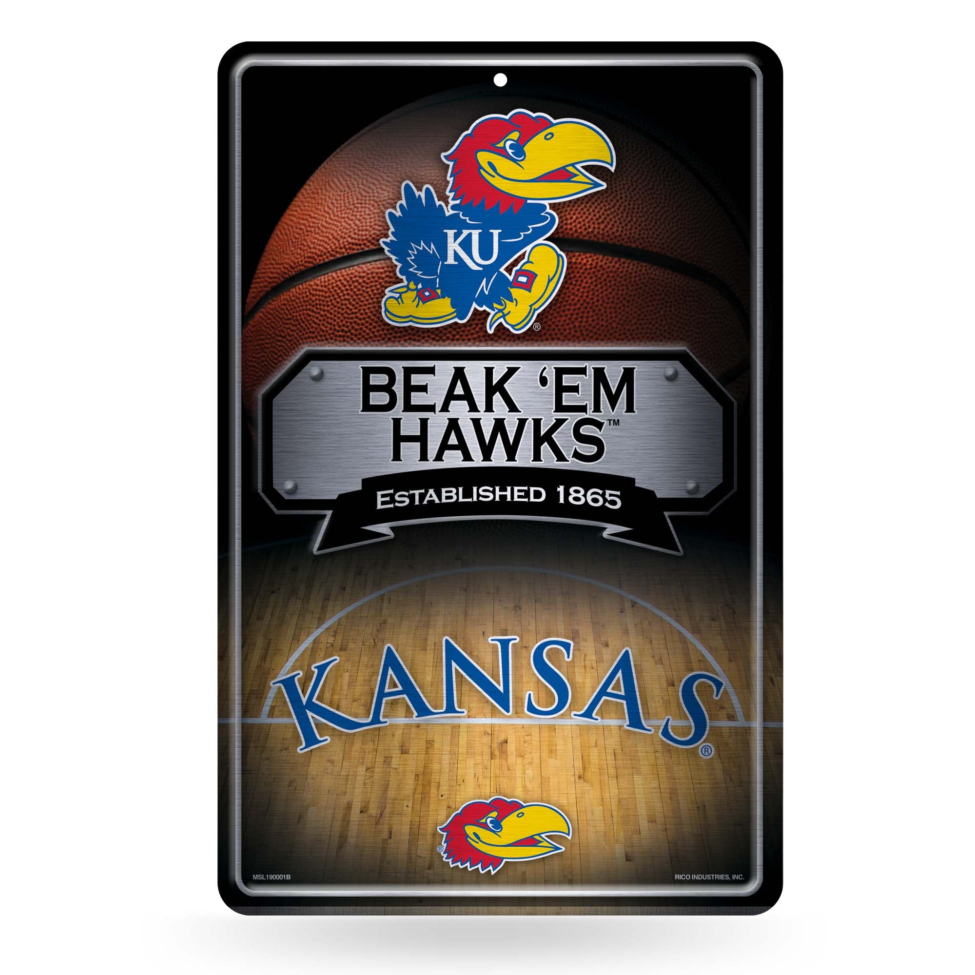 NCAA  Kansas Jayhawks  11" x 17" Large Metal Home Décor Sign