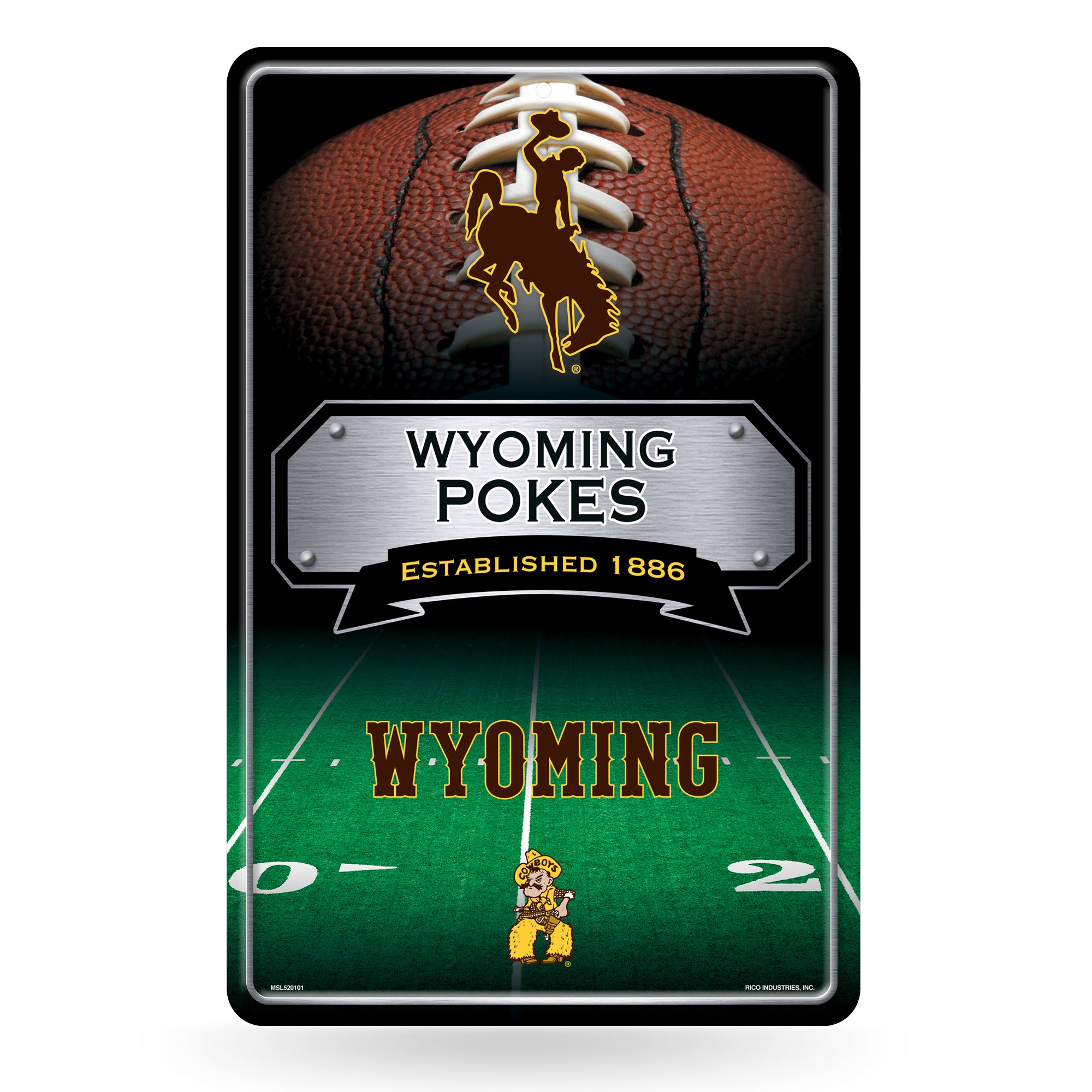 NCAA  Wyoming Cowboys Standard 11" x 17" Large Metal Home Décor Sign