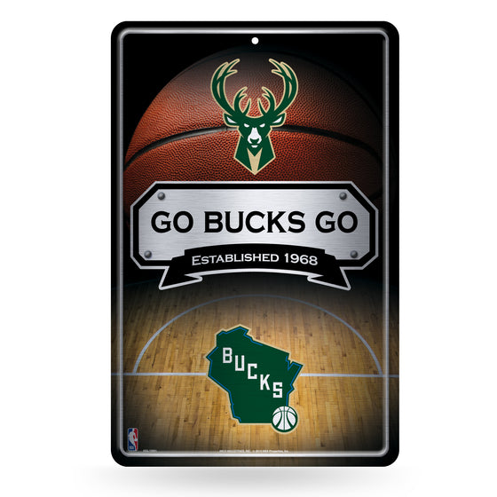 NBA Basketball Milwaukee Bucks  11" x 17" Large Metal Home Décor Sign