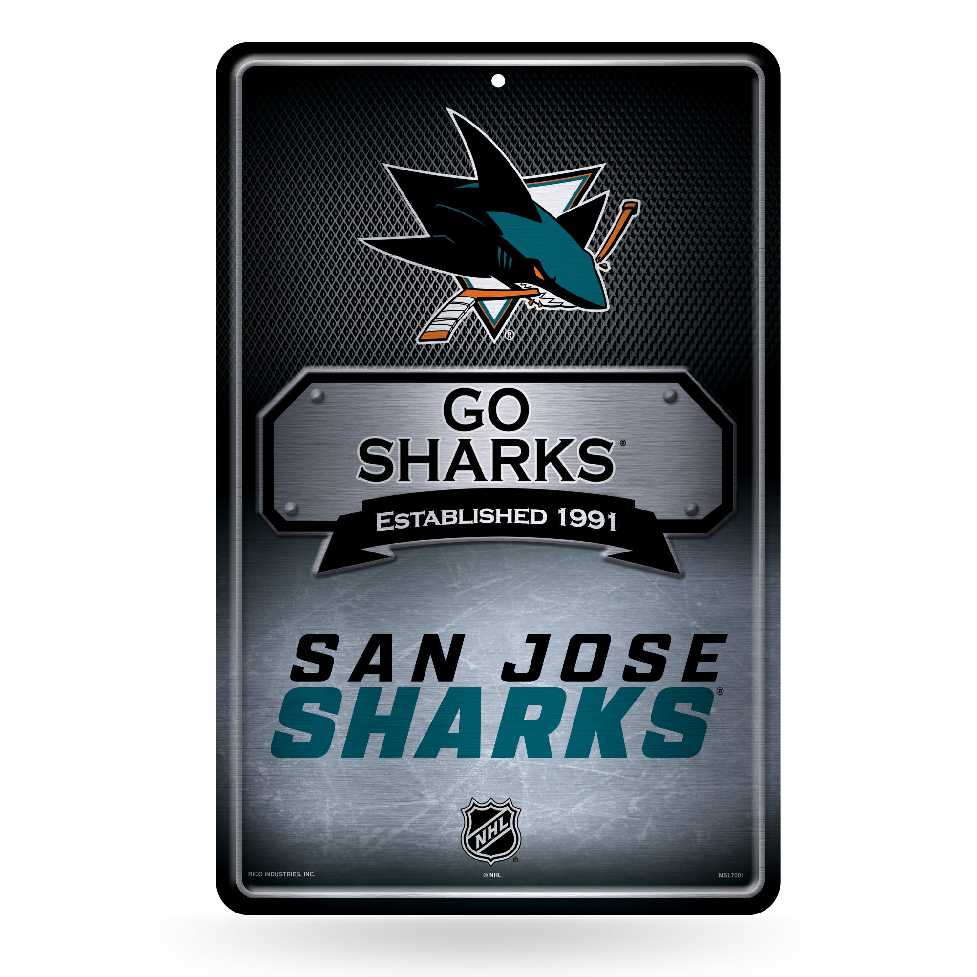 NHL Hockey San Jose Sharks  11" x 17" Large Metal Home Décor Sign