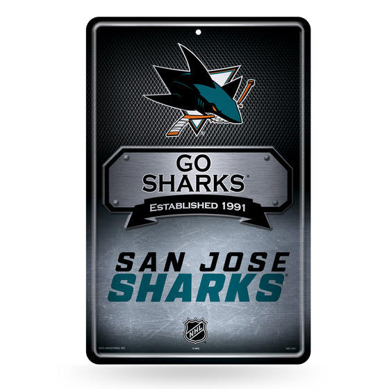 NHL Hockey San Jose Sharks  11" x 17" Large Metal Home Décor Sign
