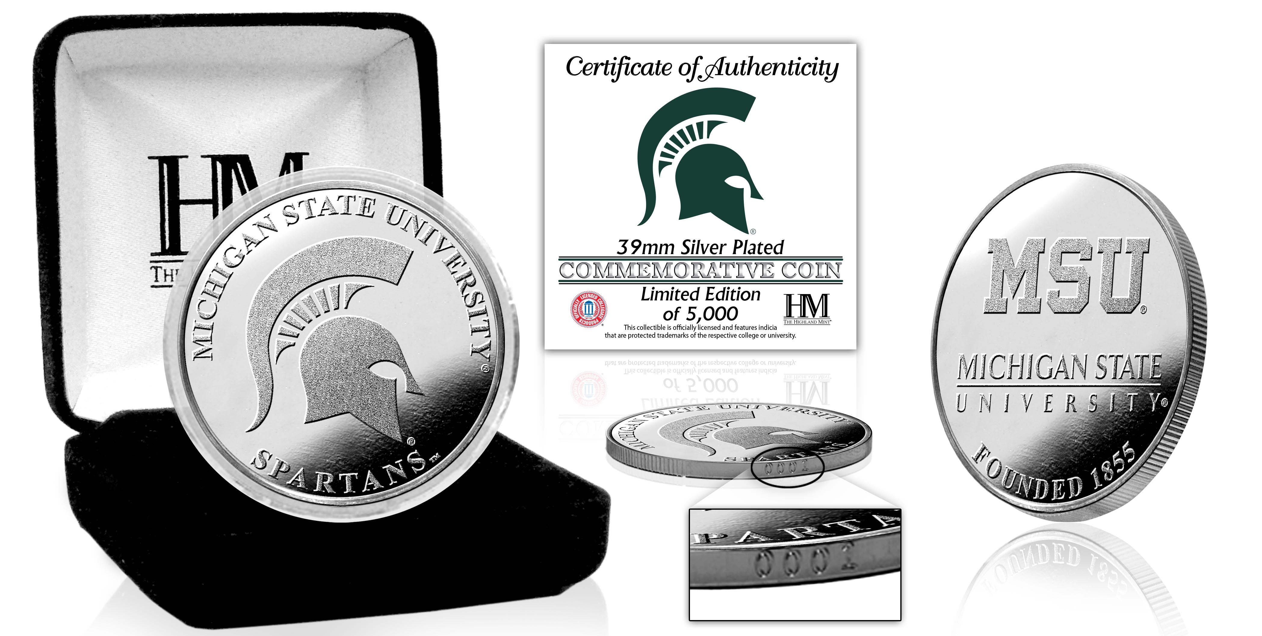 Michigan State University Spartans Silver Mint Coin - Sports Collectibles, Sports Memorabilia, Sports Fan Shop, Sports Gifts