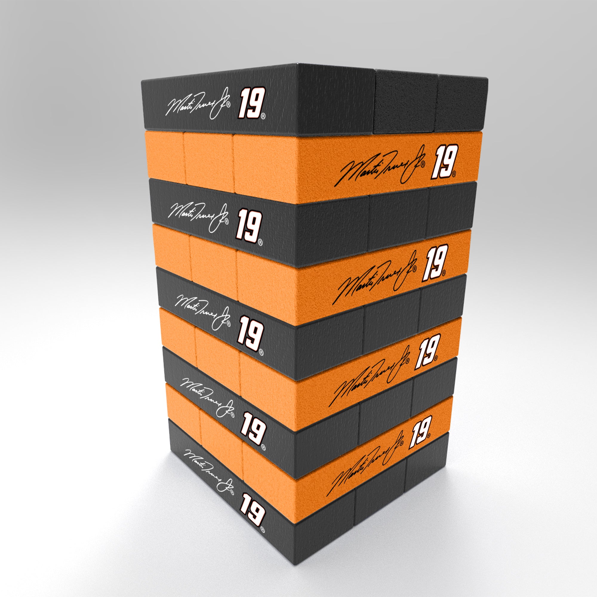 NASCAR Auto Racing Martin Truex Jr #19 Bass Pro Shops 2022 Mini Jumbling Tower Game - Wood Stackem Game