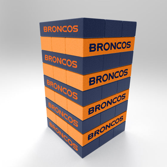 NFL Football Denver Broncos  Mini Jumbling Tower Game - Wood Stackem Game