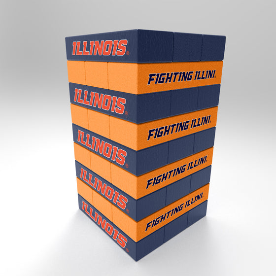 NCAA  Illinois Fighting Illini  Mini Jumbling Tower Game - Wood Stackem Game
