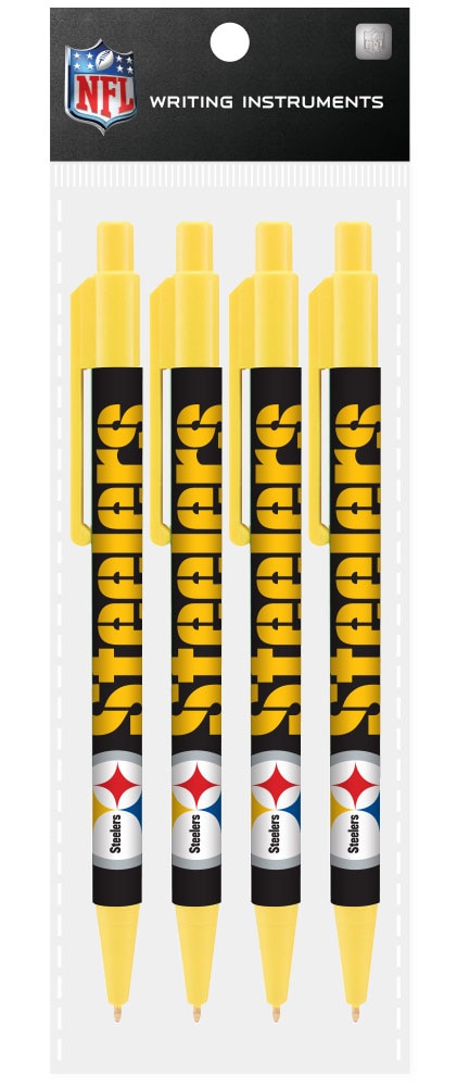 Pittsburgh Steelers 4 Pack Cool Color Pens - Sports Gifts, Sports Memorabilia, Sports Collectibles, Fan Shop
