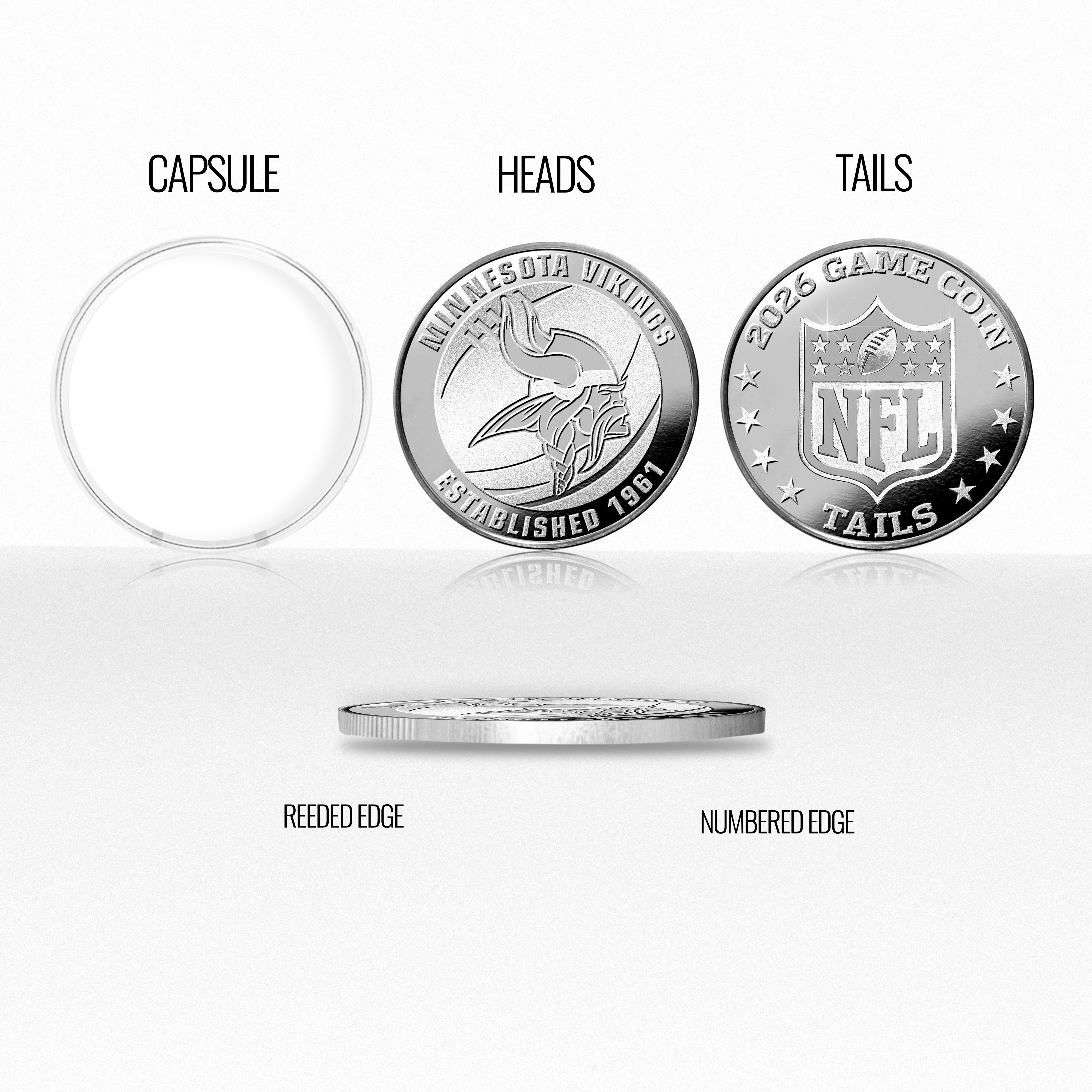 Minnesota Vikings 2026 Silver Plated Game Flip Coin - Sports Gifts, Sports Memorabilia, Sports Collectibles, Fan Shop