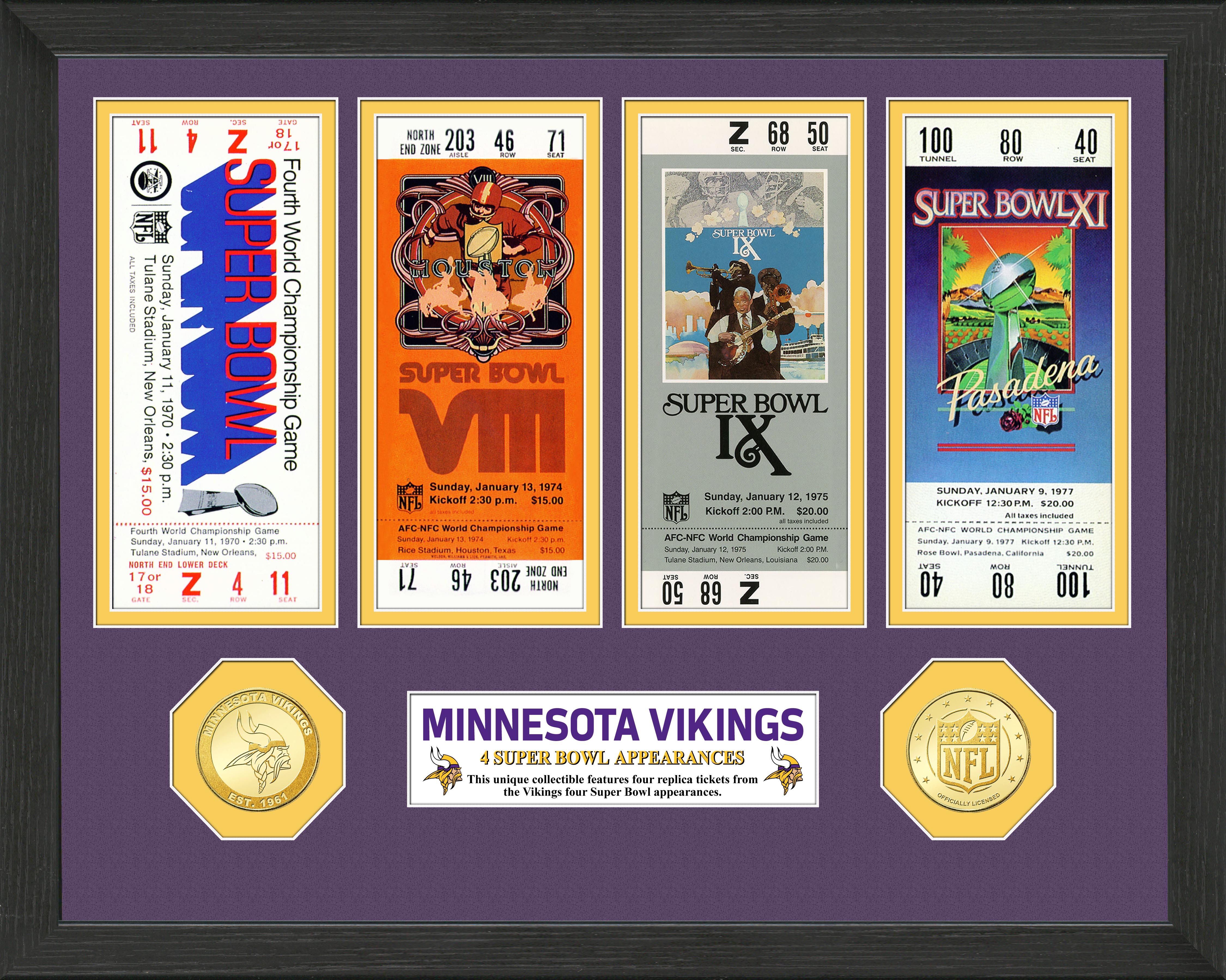 Minnesota Vikings Super Bowl Appearances Ticket Collection - Sports Collectibles, Sports Memorabilia, Sports Fan Shop, Sports Gifts