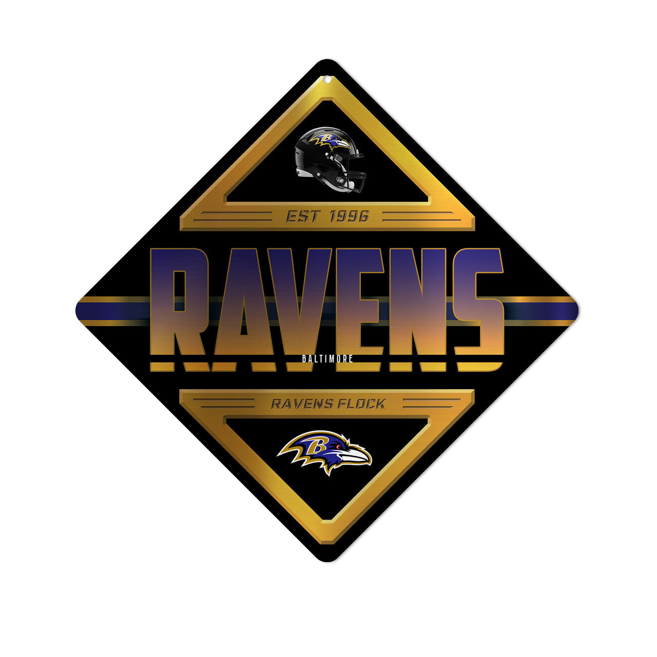 Baltimore Ravens Sign Metal Diamond Shape - Sports Collectibles, Sports Memorabilia, Sports Fan Shop, Sports Gifts