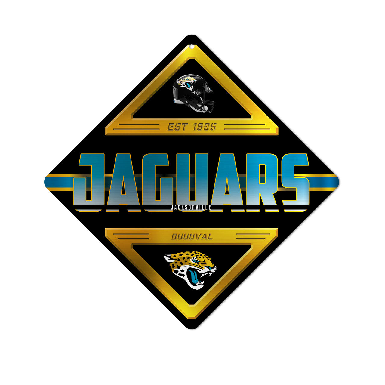 Jacksonville Jaguars Sign Metal Diamond Shape - Sports Collectibles, Sports Memorabilia, Sports Fan Shop, Sports Gifts