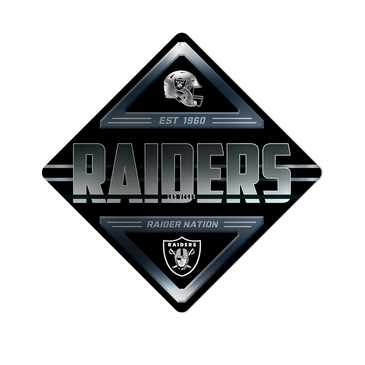 Las Vegas Raiders Sign Metal Diamond Shape - Sports Collectibles, Sports Memorabilia, Sports Fan Shop, Sports Gifts