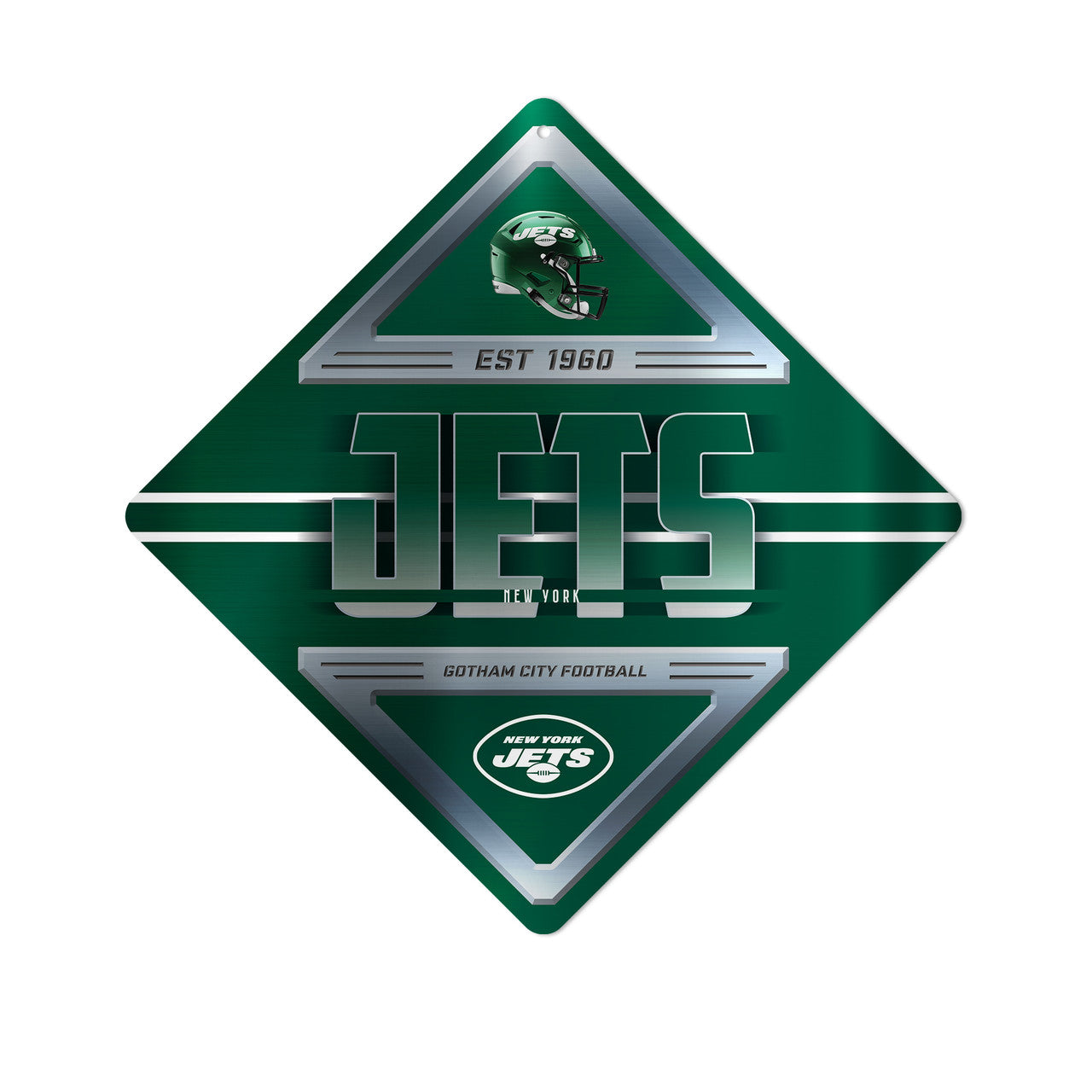 New York Jets Sign Metal Diamond Shape - Sports Collectibles, Sports Memorabilia, Sports Fan Shop, Sports Gifts