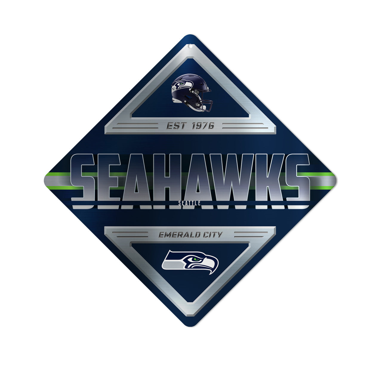 Seattle Seahawks Sign Metal Diamond Shape - Sports Collectibles, Sports Memorabilia, Sports Fan Shop, Sports Gifts