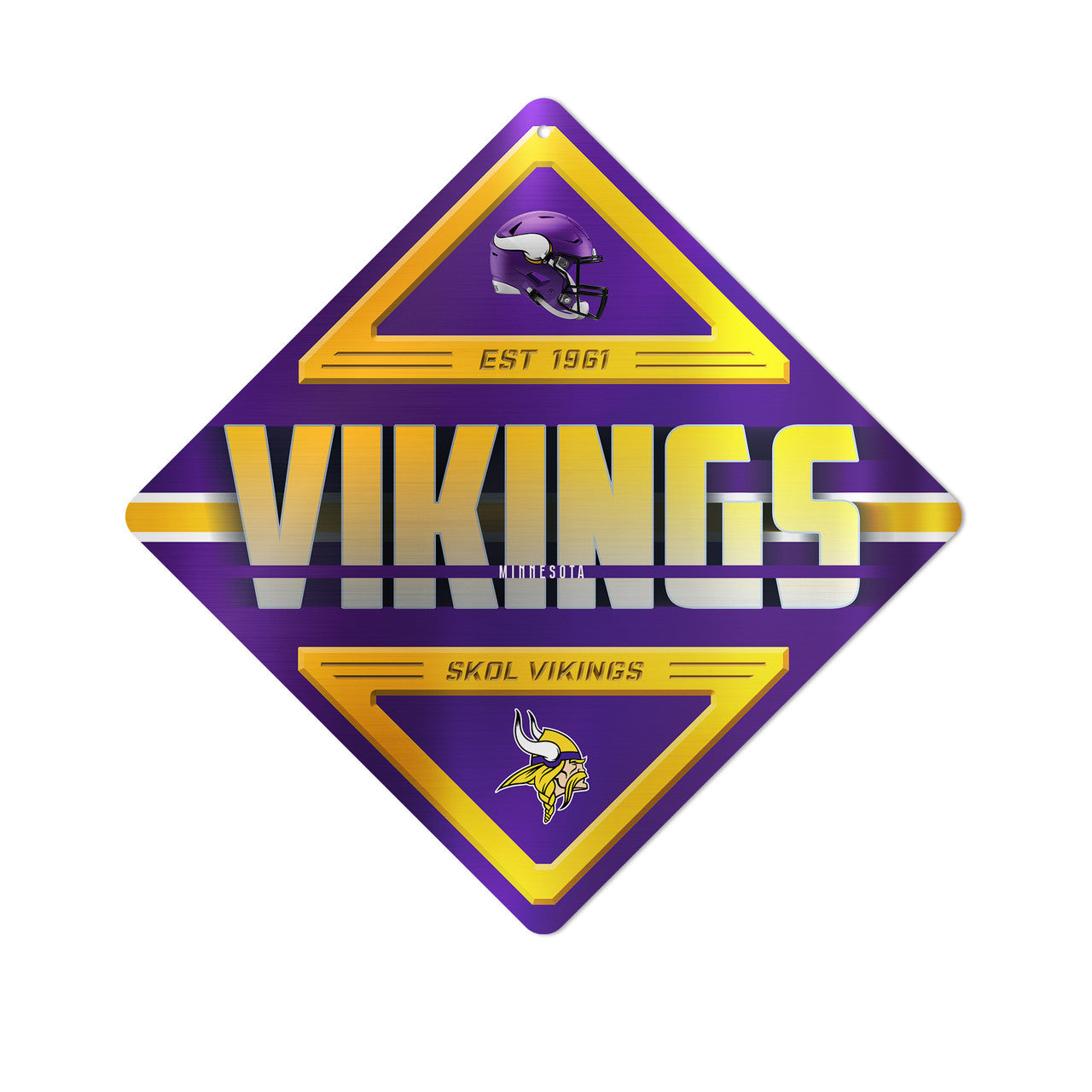 Minnesota Vikings Sign Metal Diamond Shape - Sports Collectibles, Sports Memorabilia, Sports Fan Shop, Sports Gifts
