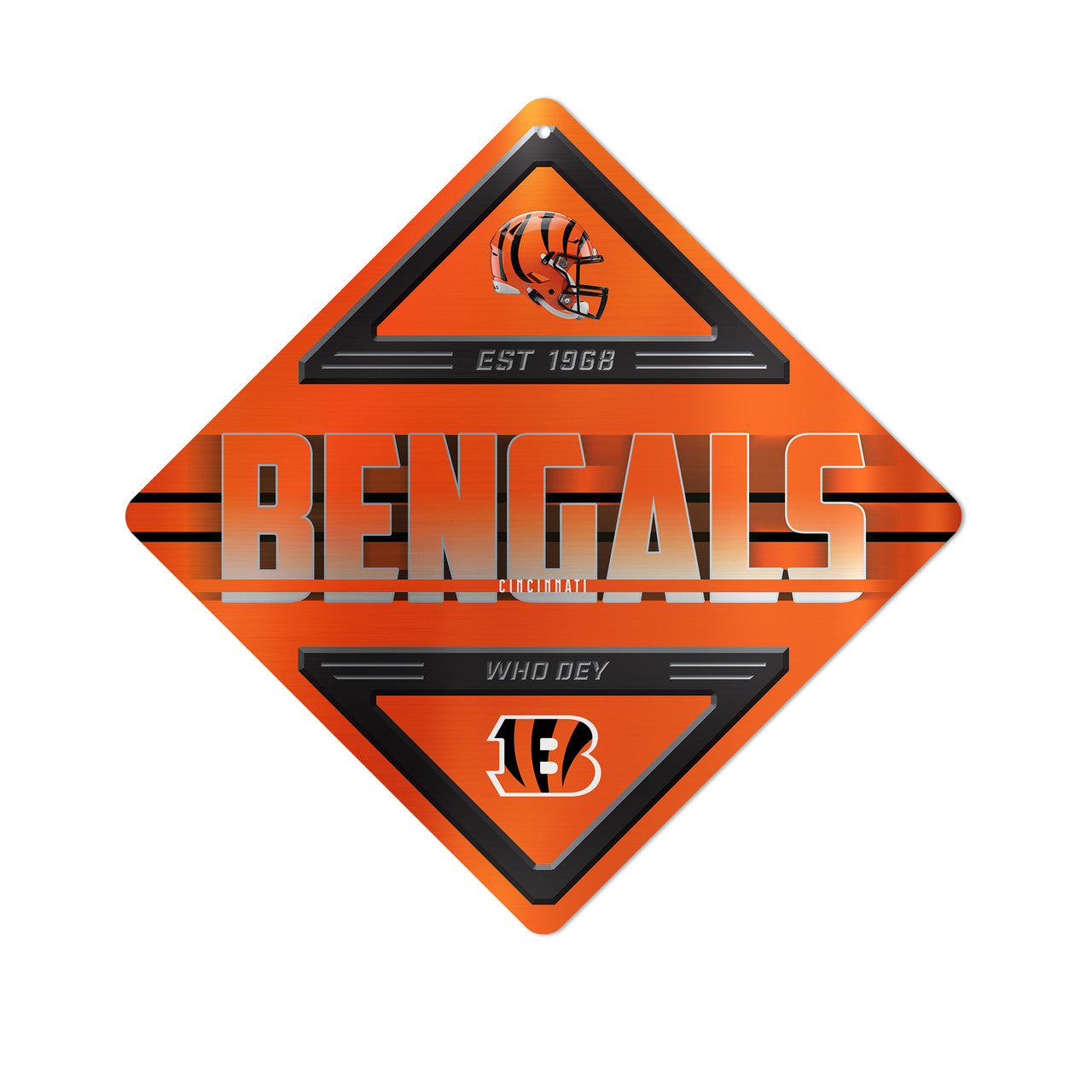 Cincinnati Bengals Sign Metal Diamond Shape - Sports Collectibles, Sports Memorabilia, Sports Fan Shop, Sports Gifts