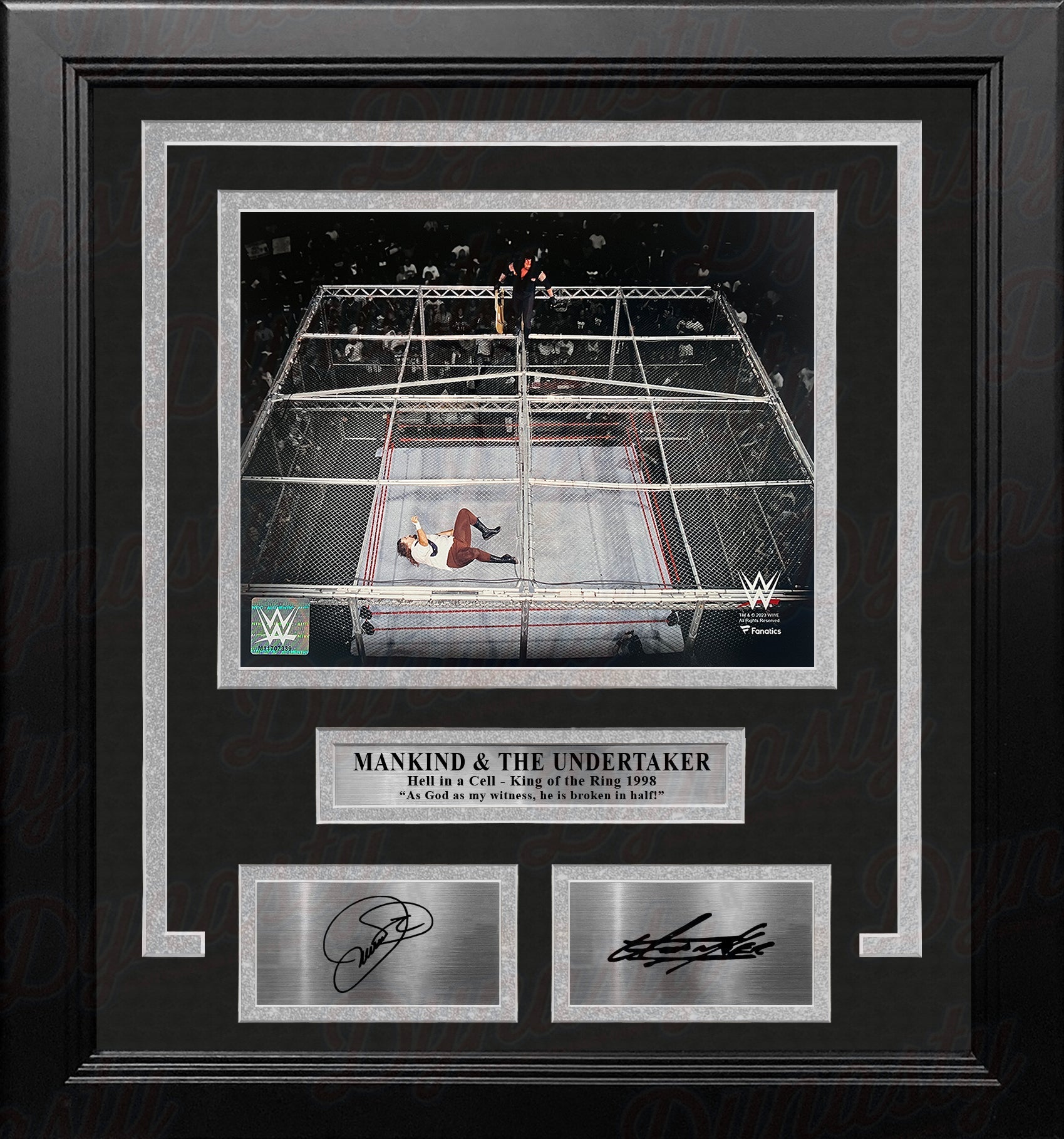 Mankind v. The Undertaker Hell in a Cell 8" x 10" Framed WWE Wrestling Photo with Engraved Autograph - Sports Collectibles, Sports Memorabilia, Sports Fan Shop, Sports Gifts