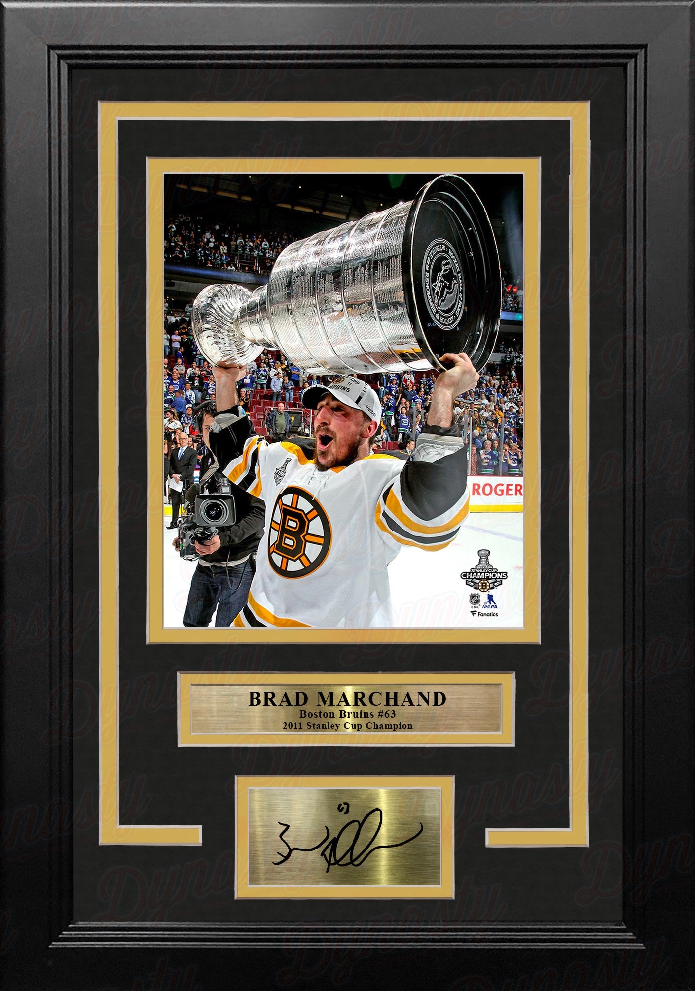 Brad Marchand 2011 Stanley Cup Trophy Boston Bruins 8" x 10" Framed Hockey Photo with Engraved Autograph - Sports Collectibles, Sports Memorabilia, Sports Fan Shop, Sports Gifts
