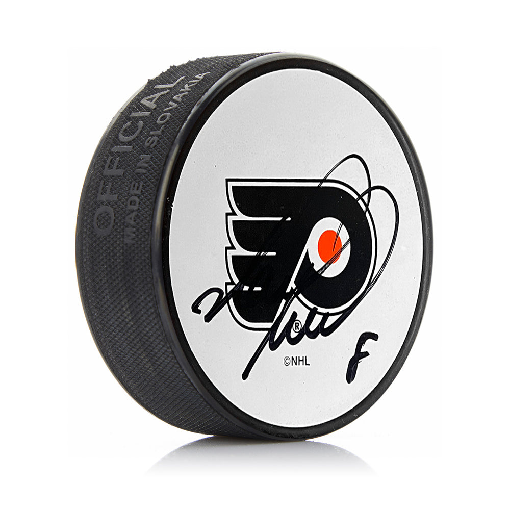 Mark Recchi Philadelphia Flyers Autographed White Hockey Logo Puck - Sports Collectibles, Sports Memorabilia, Sports Fan Shop, Sports Gifts