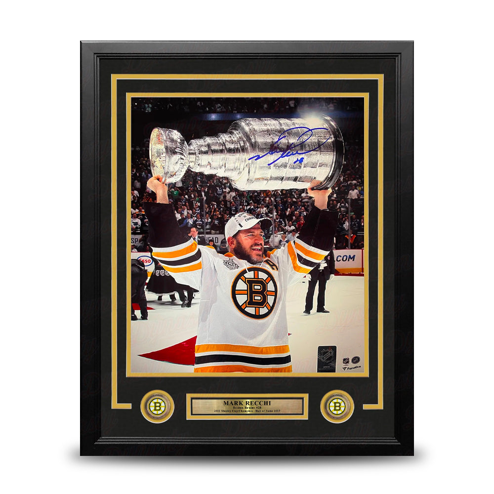Mark Recchi 2011 Stanley Cup Champions Boston Bruins Autographed 8" x 10" Framed Hockey Photo - Sports Collectibles, Sports Memorabilia, Sports Fan Shop, Sports Gifts