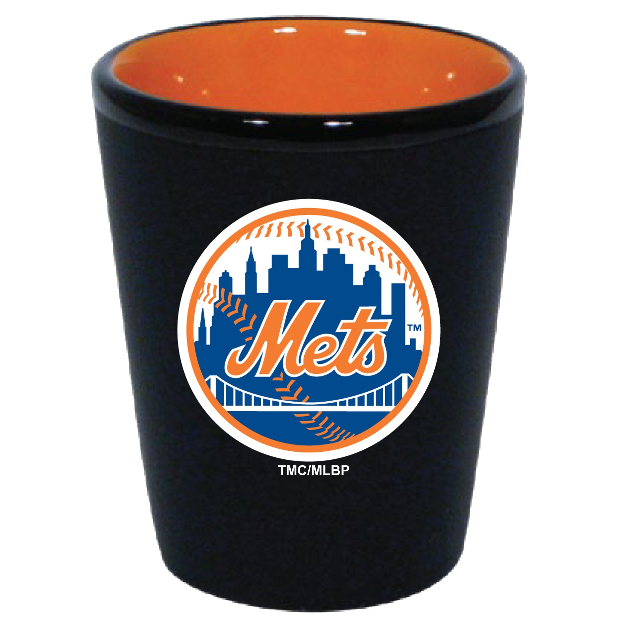 New York Mets Matte Black/Inner Color Shot Glass - Sports Collectibles, Sports Memorabilia, Sports Fan Shop, Sports Gifts