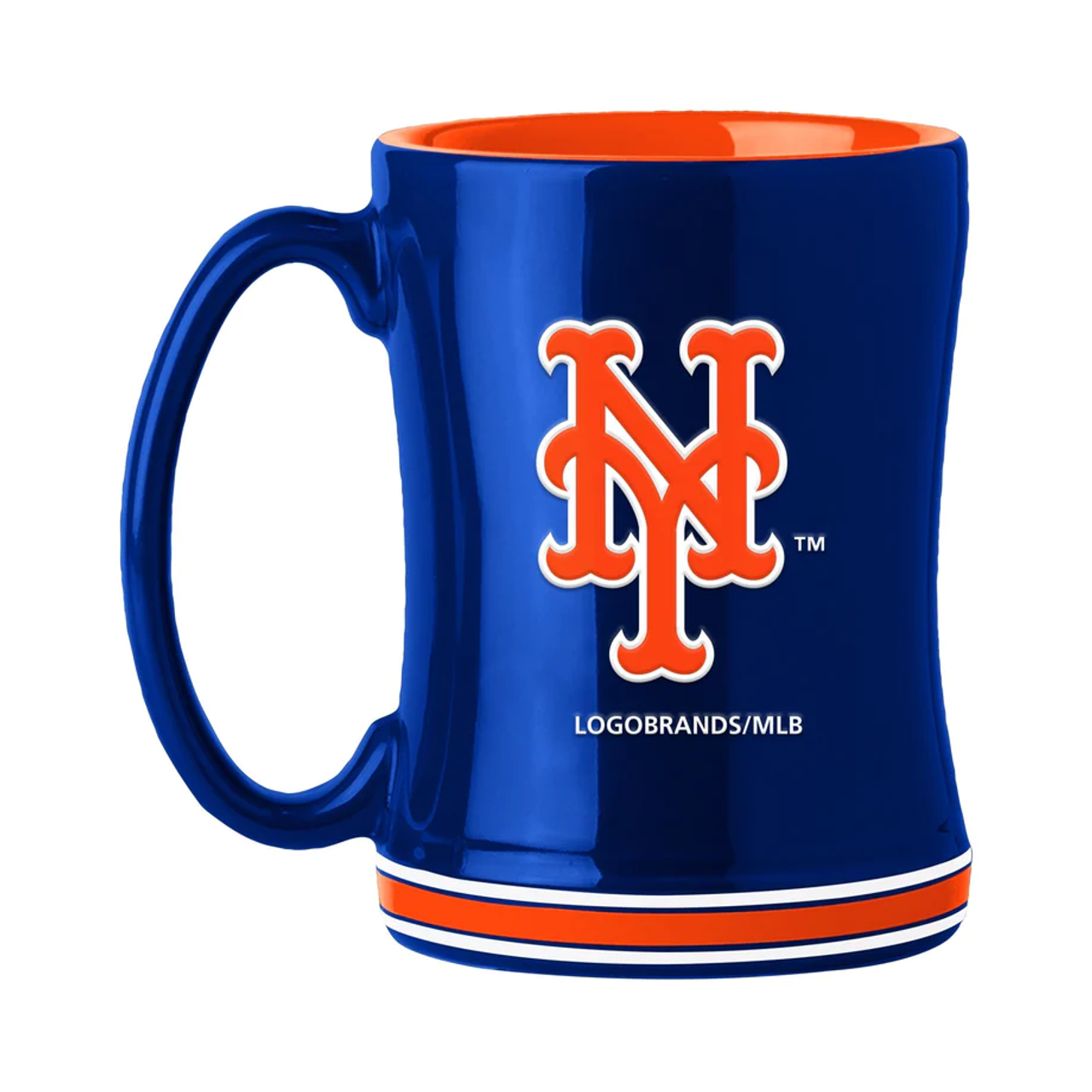 New York Mets Coffee Mug 14oz Sculpted Relief Team Color - Sports Collectibles, Sports Memorabilia, Sports Fan Shop, Sports Gifts
