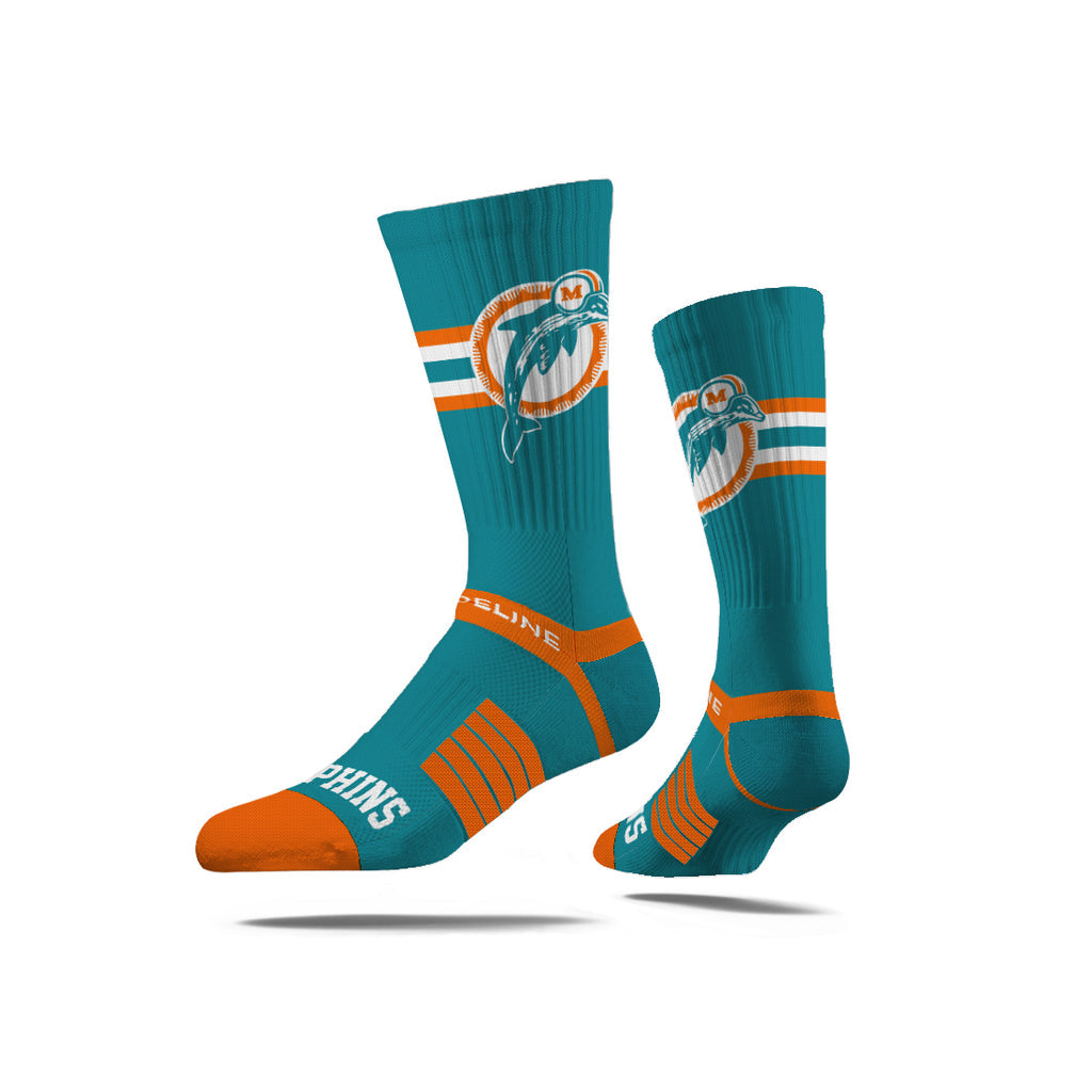 Miami Dolphins Premium Knit Crew Retro Team Color Teal Socks - Sports Gifts, Sports Memorabilia, Sports Collectibles, Fan Shop