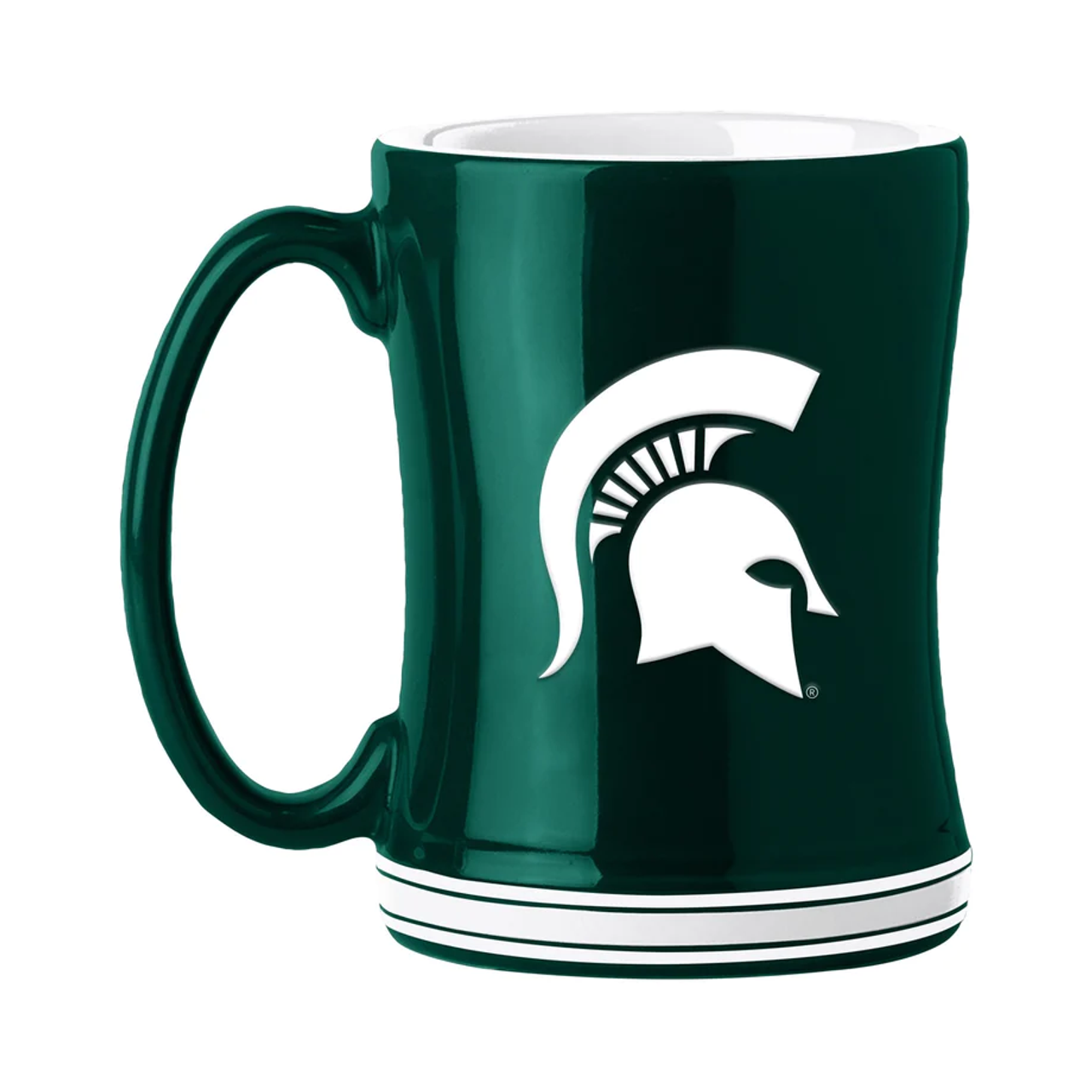 Michigan State Spartans Coffee Mug 14oz Sculpted Relief Team Color - Sports Collectibles, Sports Memorabilia, Sports Fan Shop, Sports Gifts