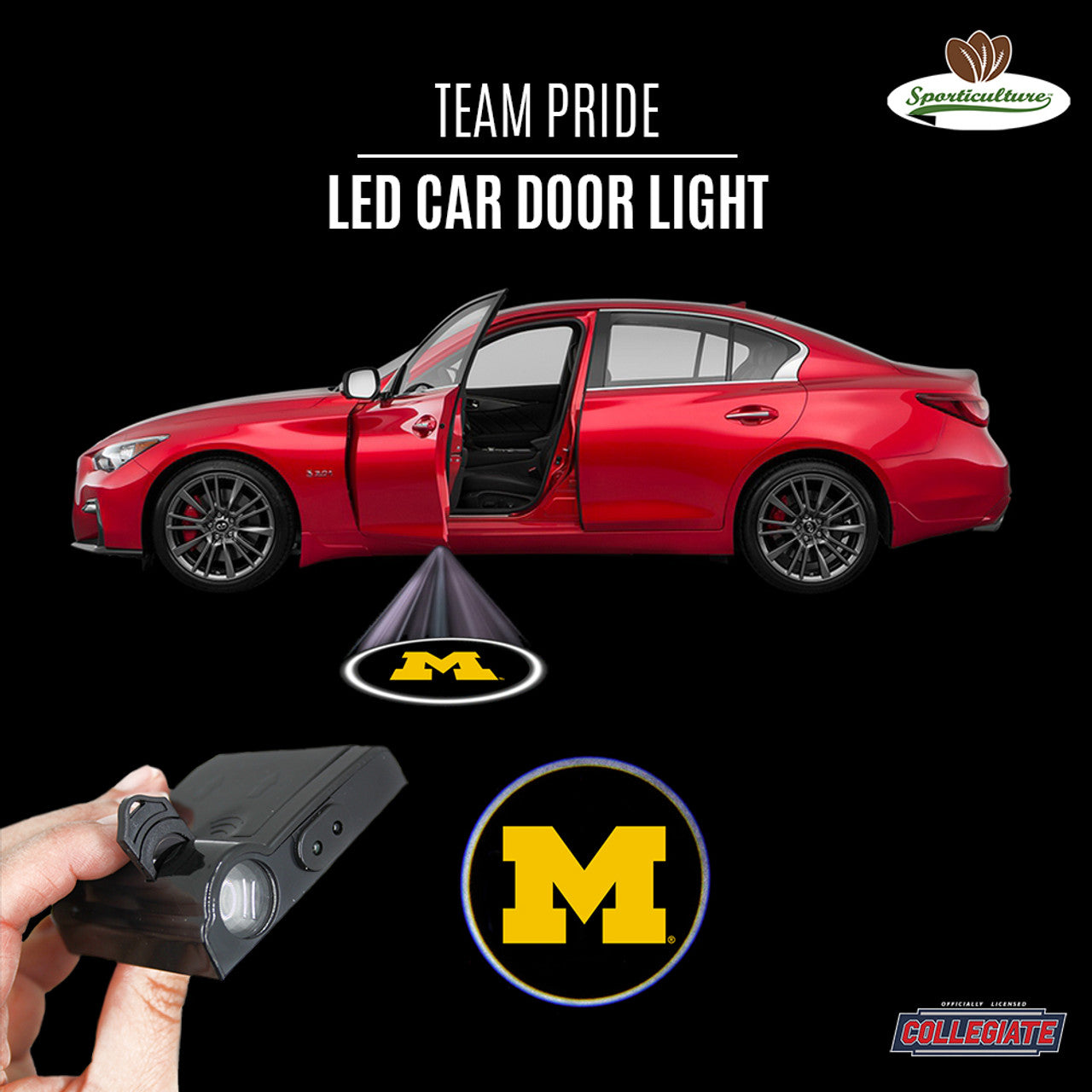 Michigan Wolverines Car Door Light LED - Sports Collectibles, Sports Memorabilia, Sports Fan Shop, Sports Gifts