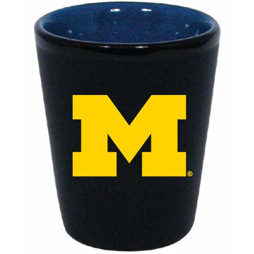 Michigan Wolverines Matte Black/Inner Color Shot Glass - Sports Collectibles, Sports Memorabilia, Sports Fan Shop, Sports Gifts