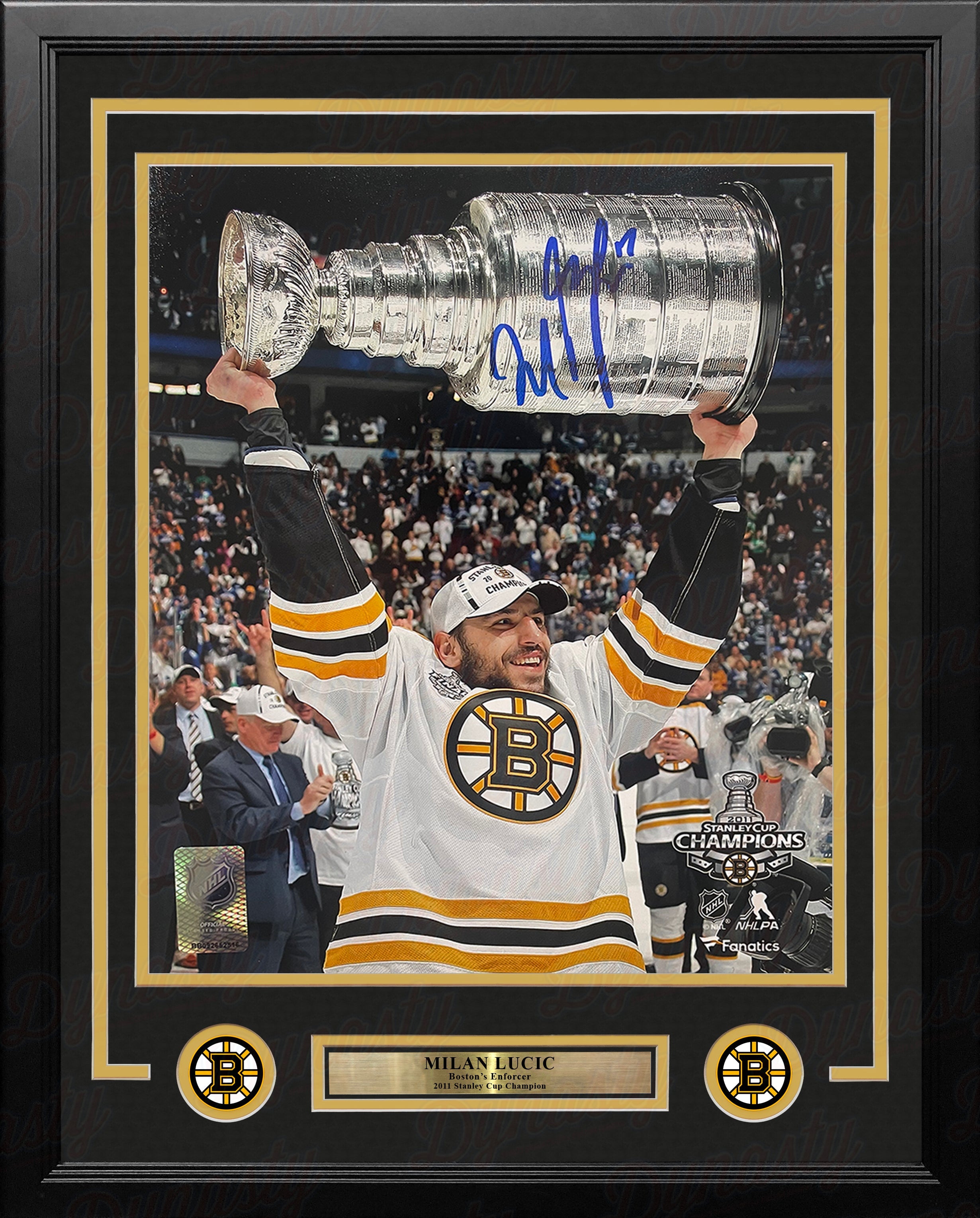 Milan Lucic 2011 Stanley Cup Boston Bruins Autographed 11" x 14" Framed Hockey Photo - Sports Collectibles, Sports Memorabilia, Sports Fan Shop, Sports Gifts